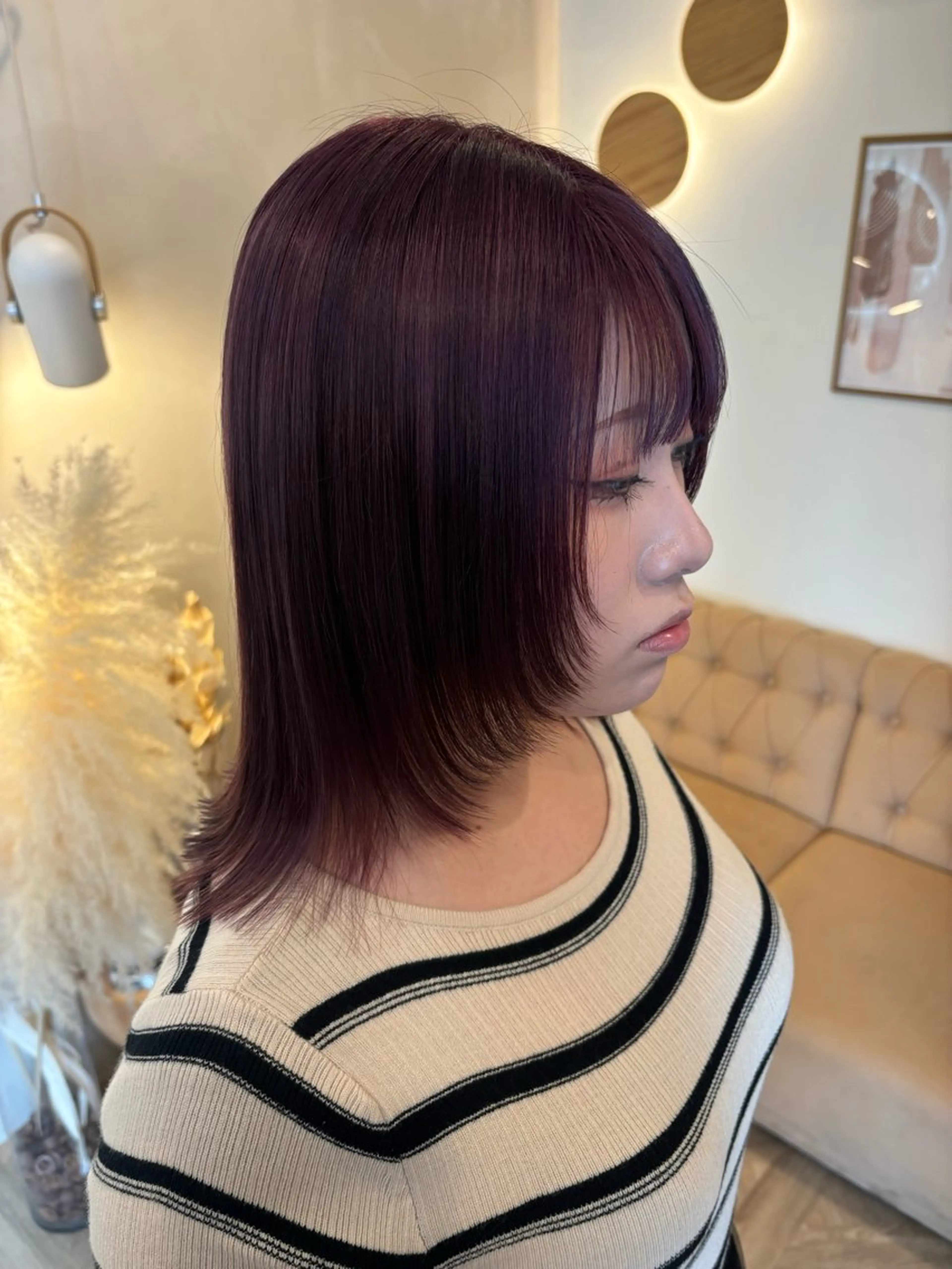 ミディアム カラー ヘアカラー トリートメント ミルクティ/ピンク/ レイヤー/yuriaのヘアスタイル