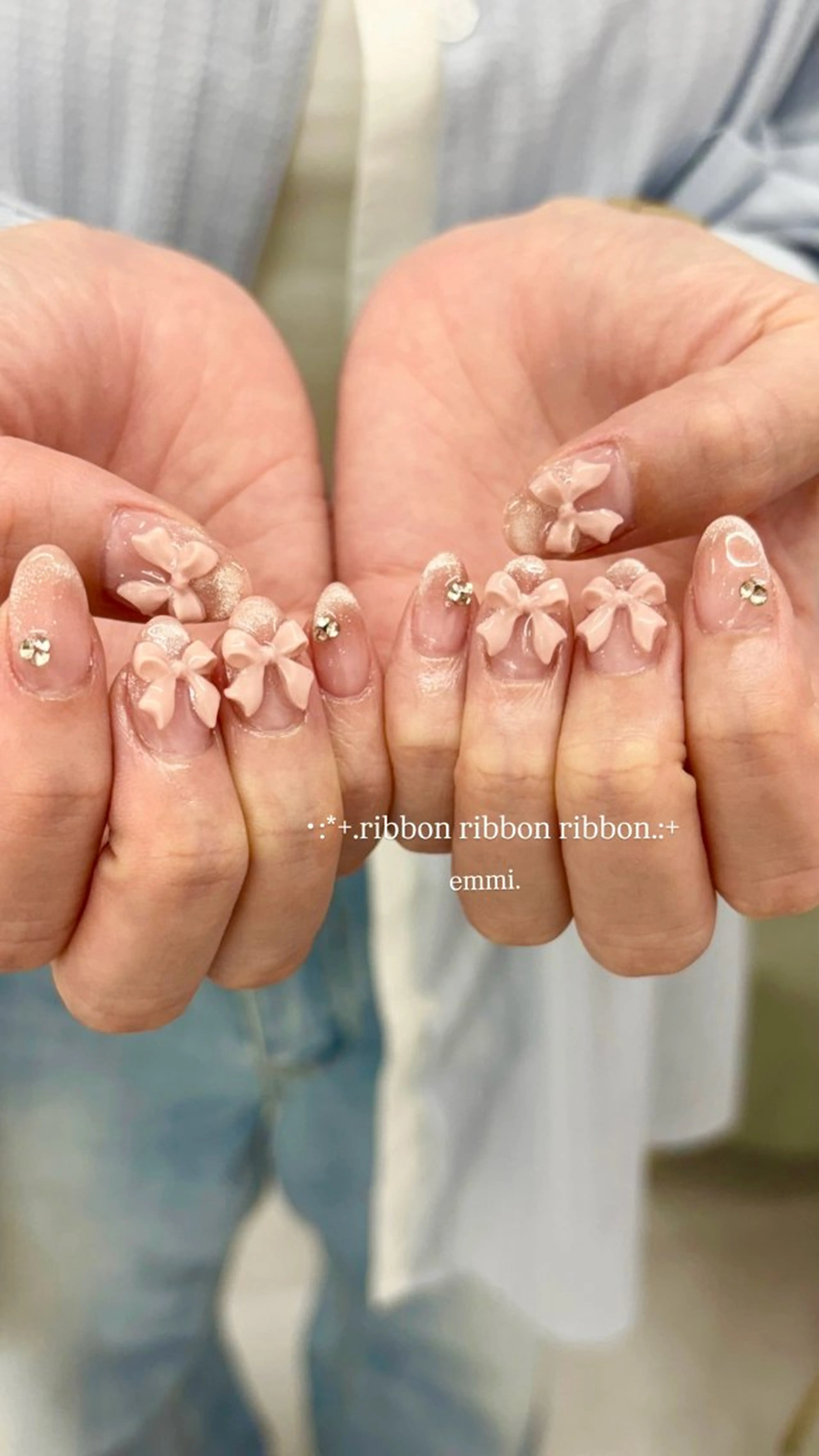 ネイル チークネイル フレンチネイル ガーリー 氷ネイル・うるうるネイル キラキラネイル emmi nailのネイルデザイン