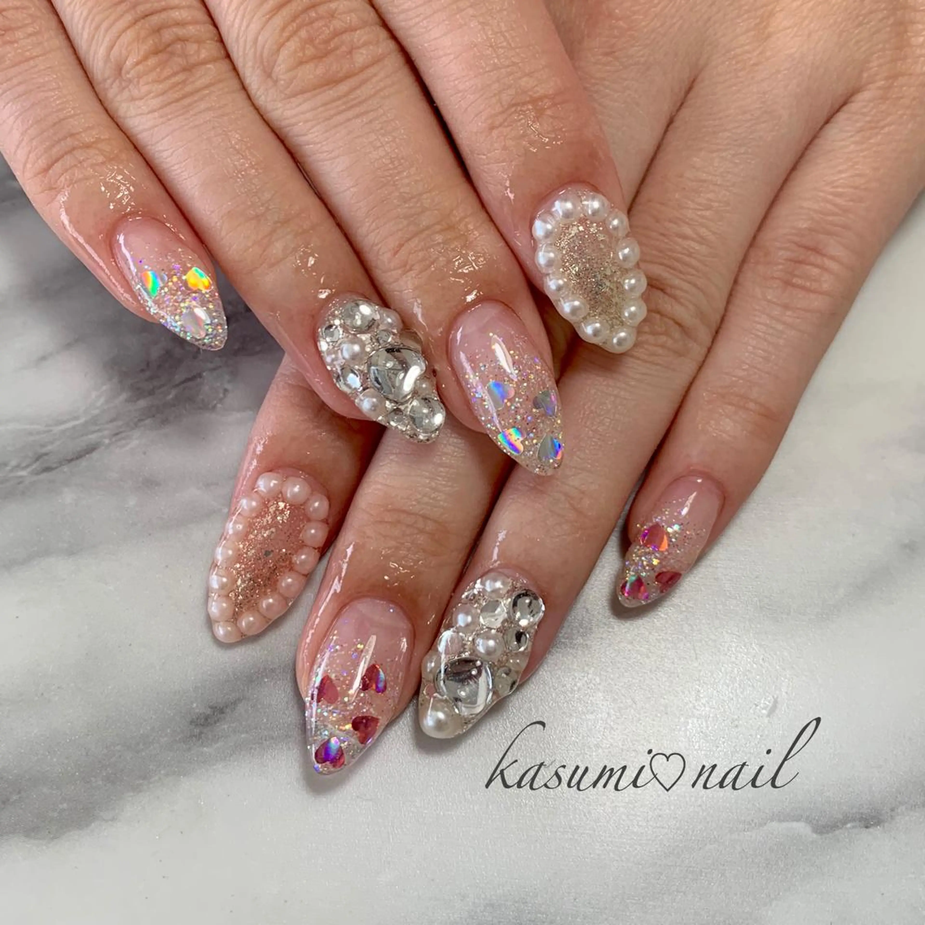 ネイル アートネイル フットネイル 大理石ネイル(マーブル) ミラーネイル ニュアンスネイル KASUMI♡ Nailのネイルデザイン