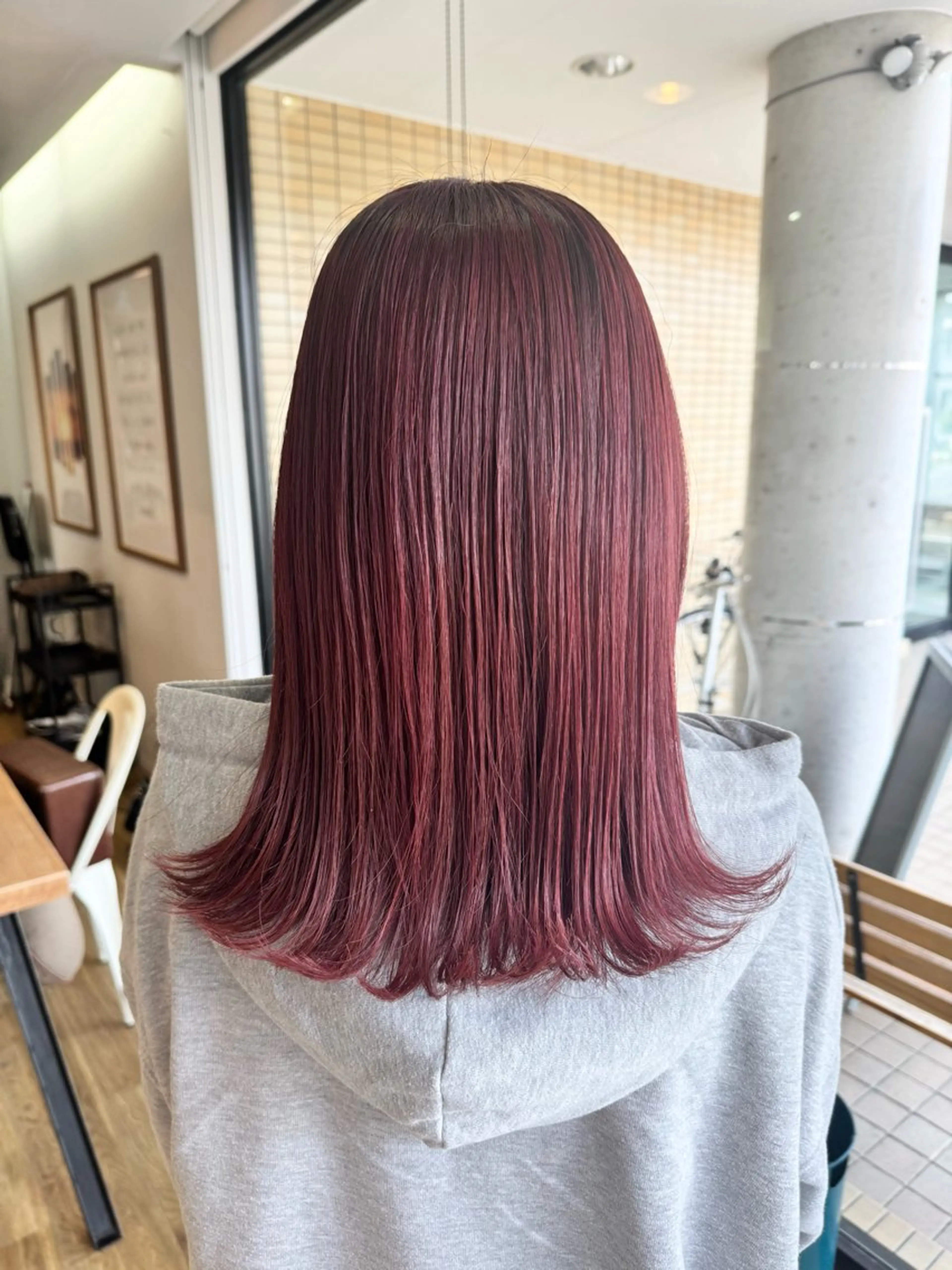 ロング カラー ピンクカラー バイオレットカラー バイオレットピンク ヘアカラー トリートメント ツキダテ ユイのヘアスタイル
