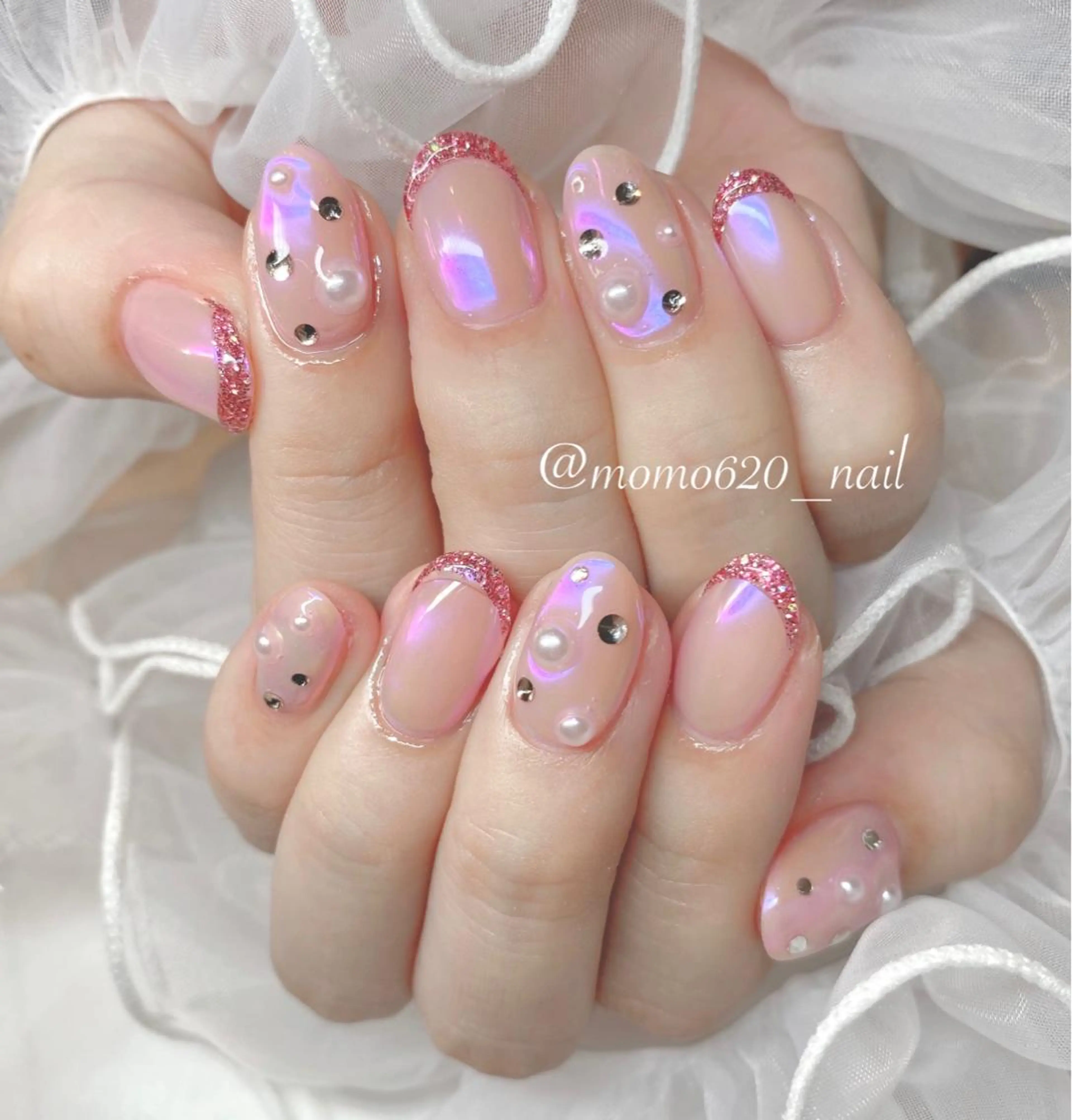 ネイル ピンク Nail salon Hemiy所属・momoka🤍 四ツ橋のネイルデザイン