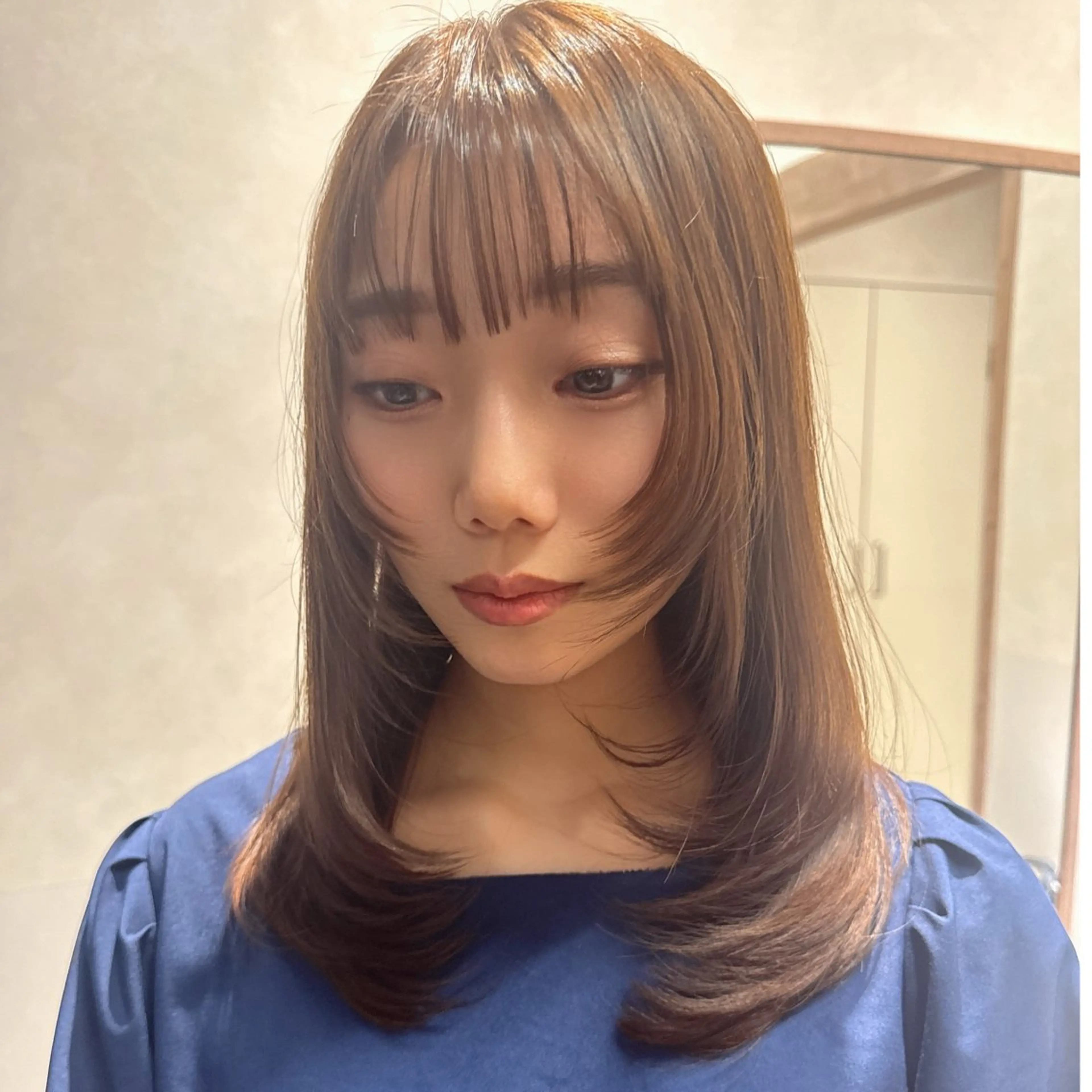 ミディアム レイヤーカット カット ヘアカラー 森 隆秀/韓国ヘアのヘアスタイル