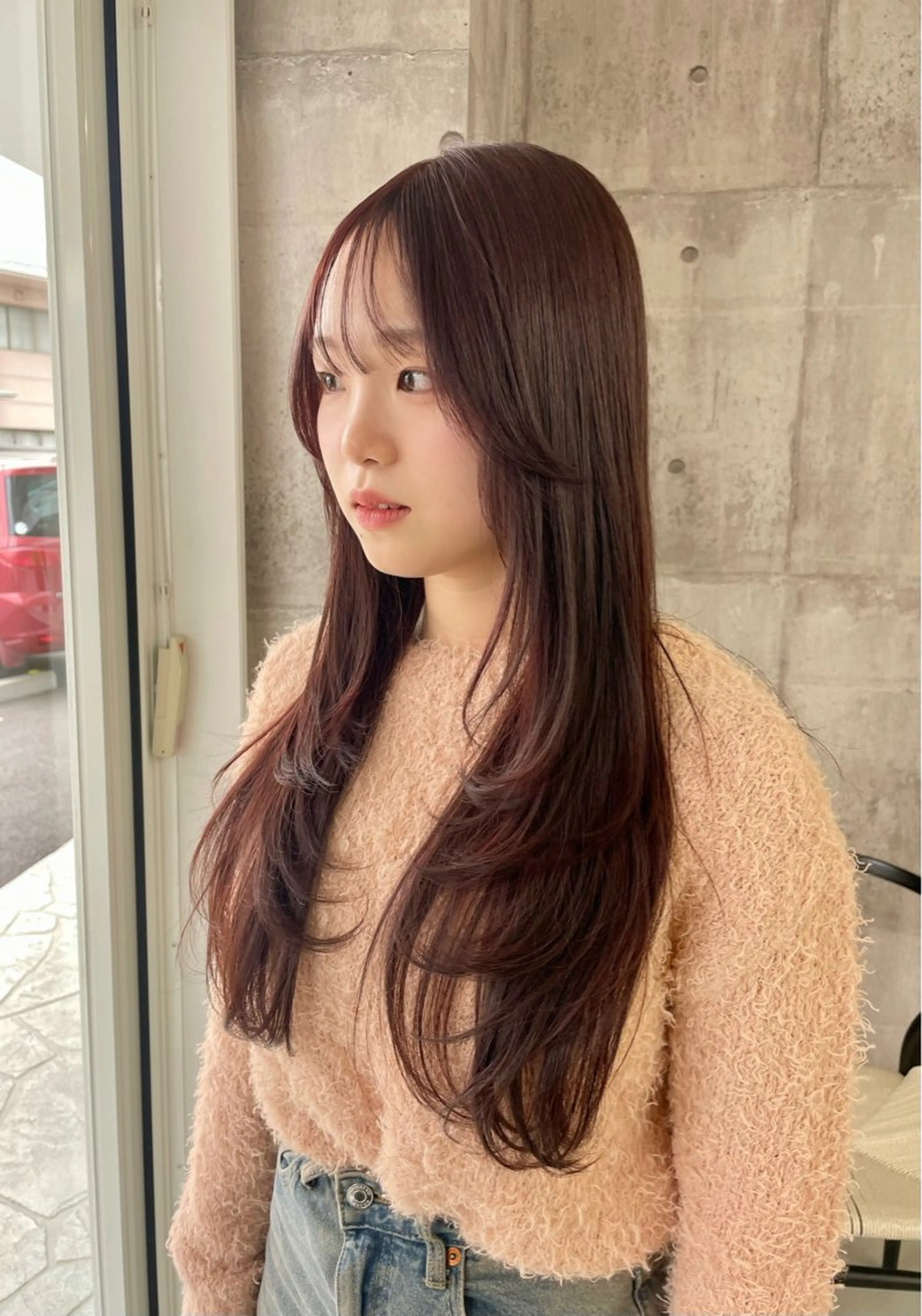 ロング カラー ブラウンカラー レッドカラー レッドブラウン レイヤーカット 錦 茉李 @lm.mari03のヘアスタイル