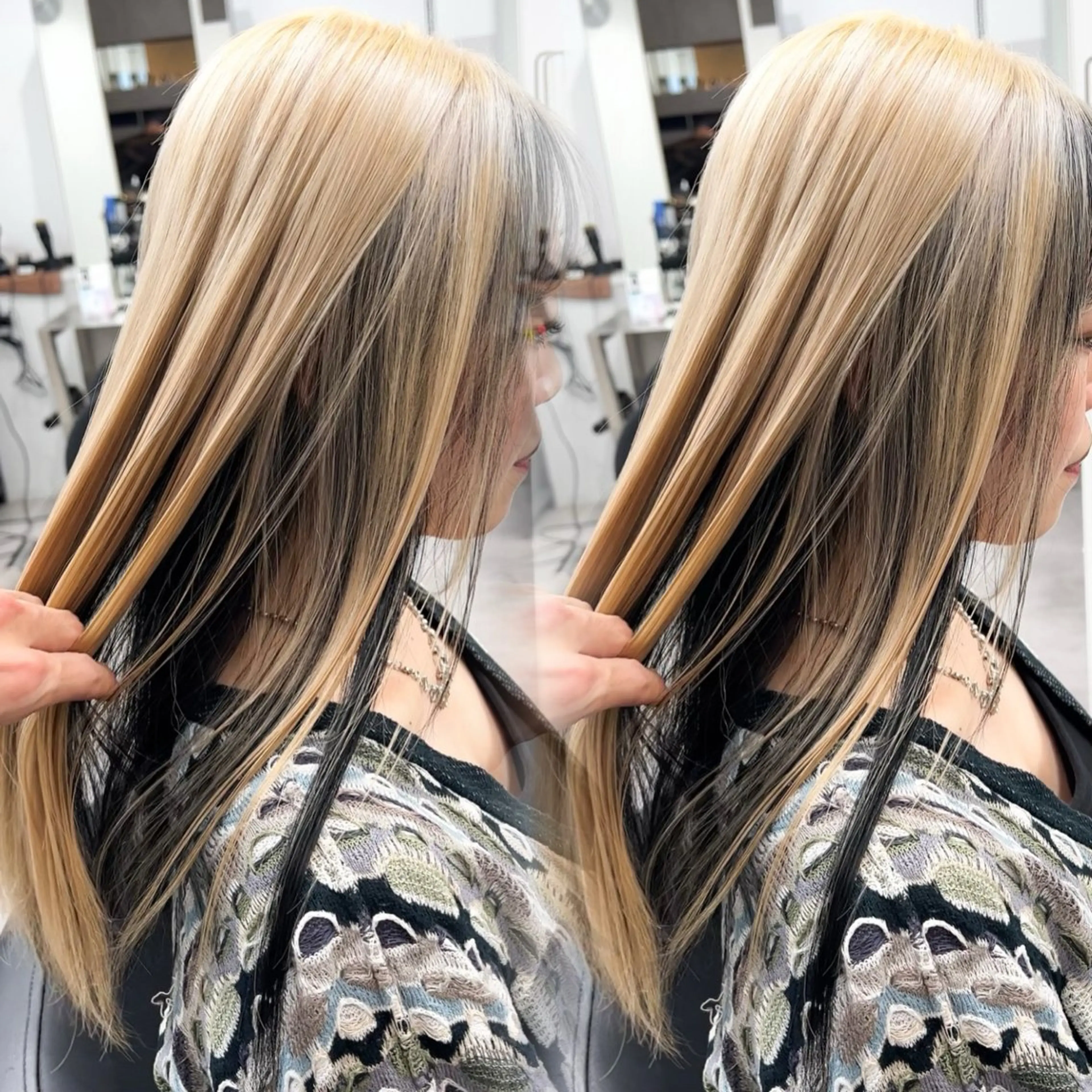セミロング 髪質改善 トリートメント ヘアカラー 💕韓国レイヤー× 髪質改善　宮内諒のヘアスタイル