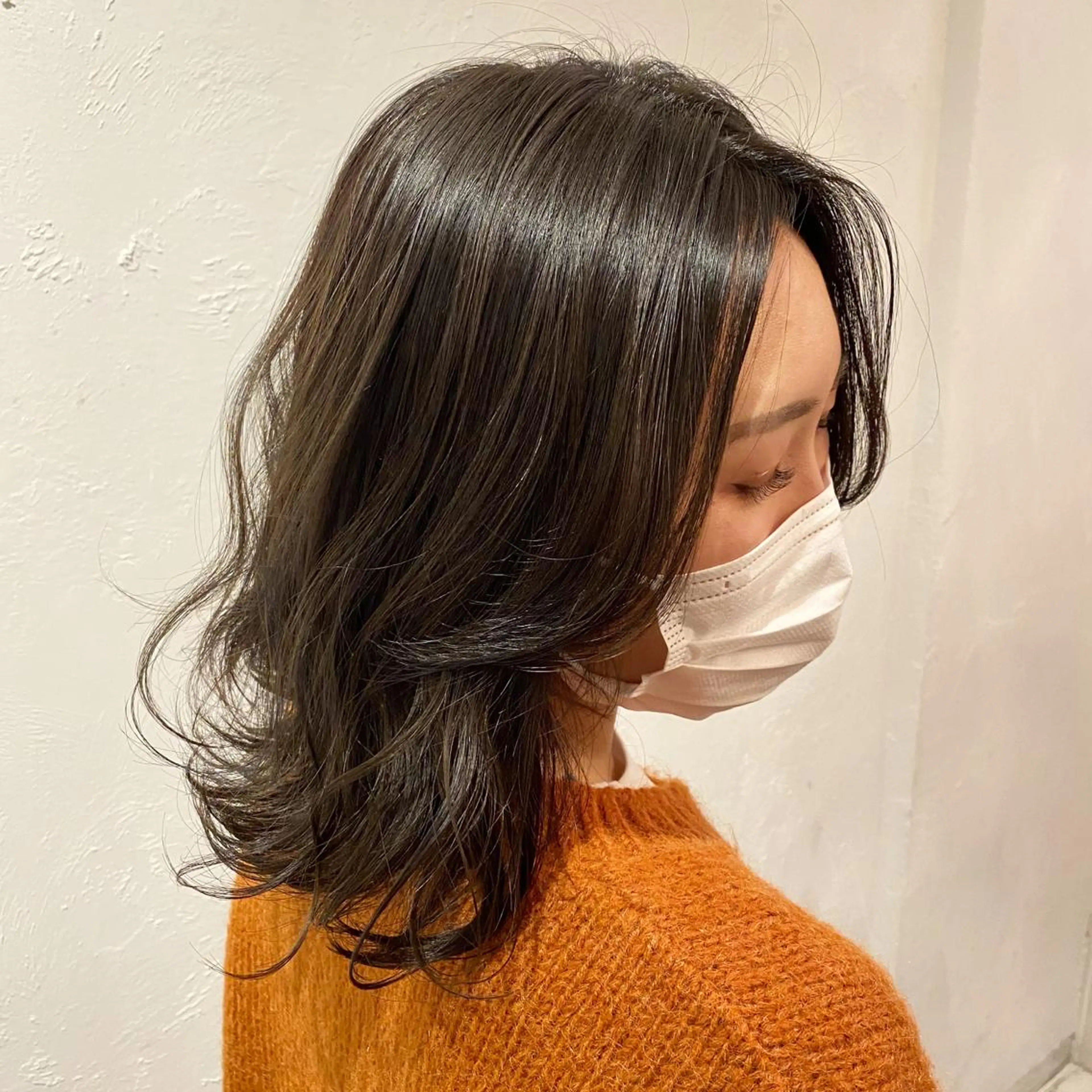 ミディアム ミストバング ハイライト 髪質改善 ヨシンモリ 韓国風ヘア ヘアカラー 韓国ヘア特化 💟 ララア 💟のヘアスタイル