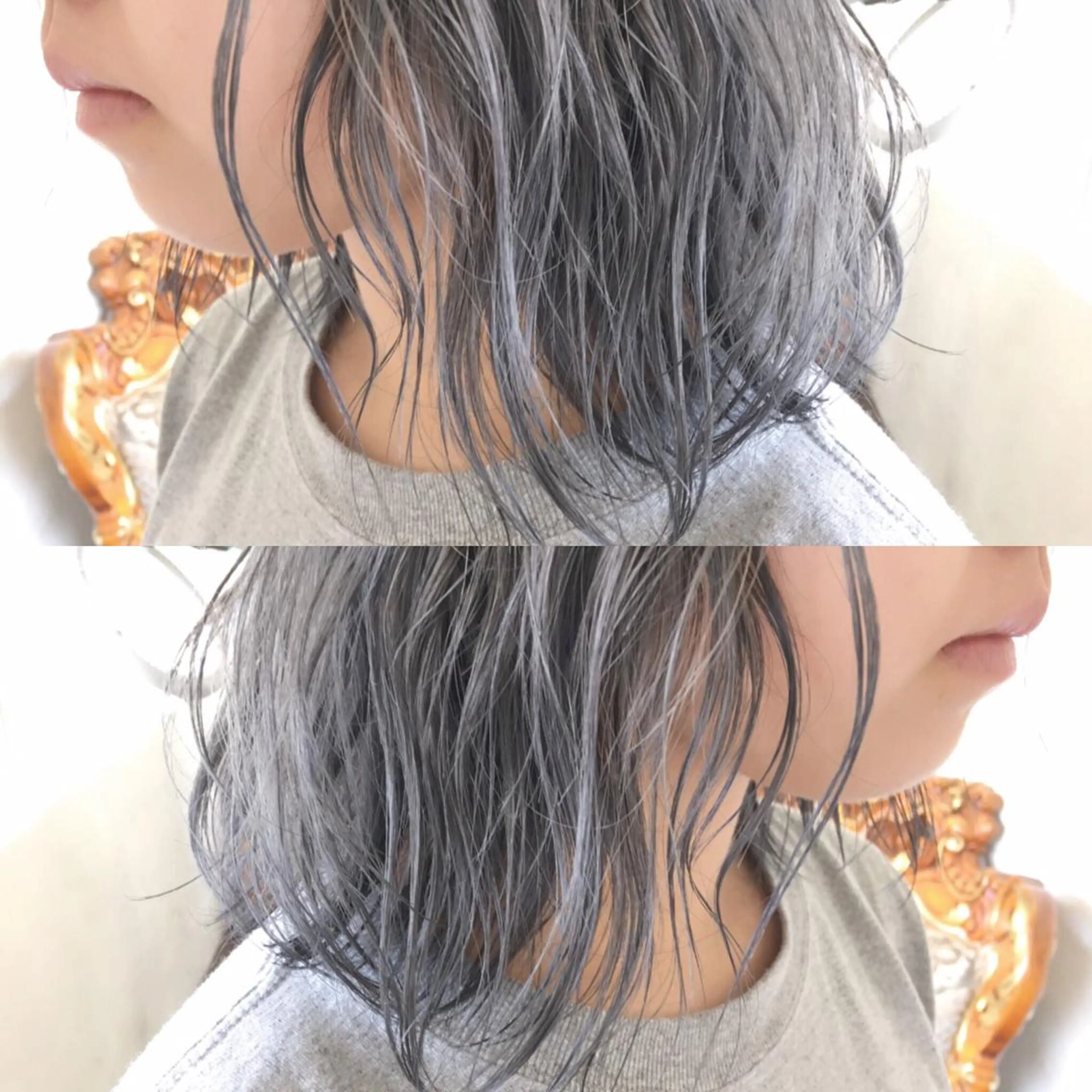 ショート カラー ヘアアレンジ ブルーカラー シルバー エグチ アキラのヘアスタイル