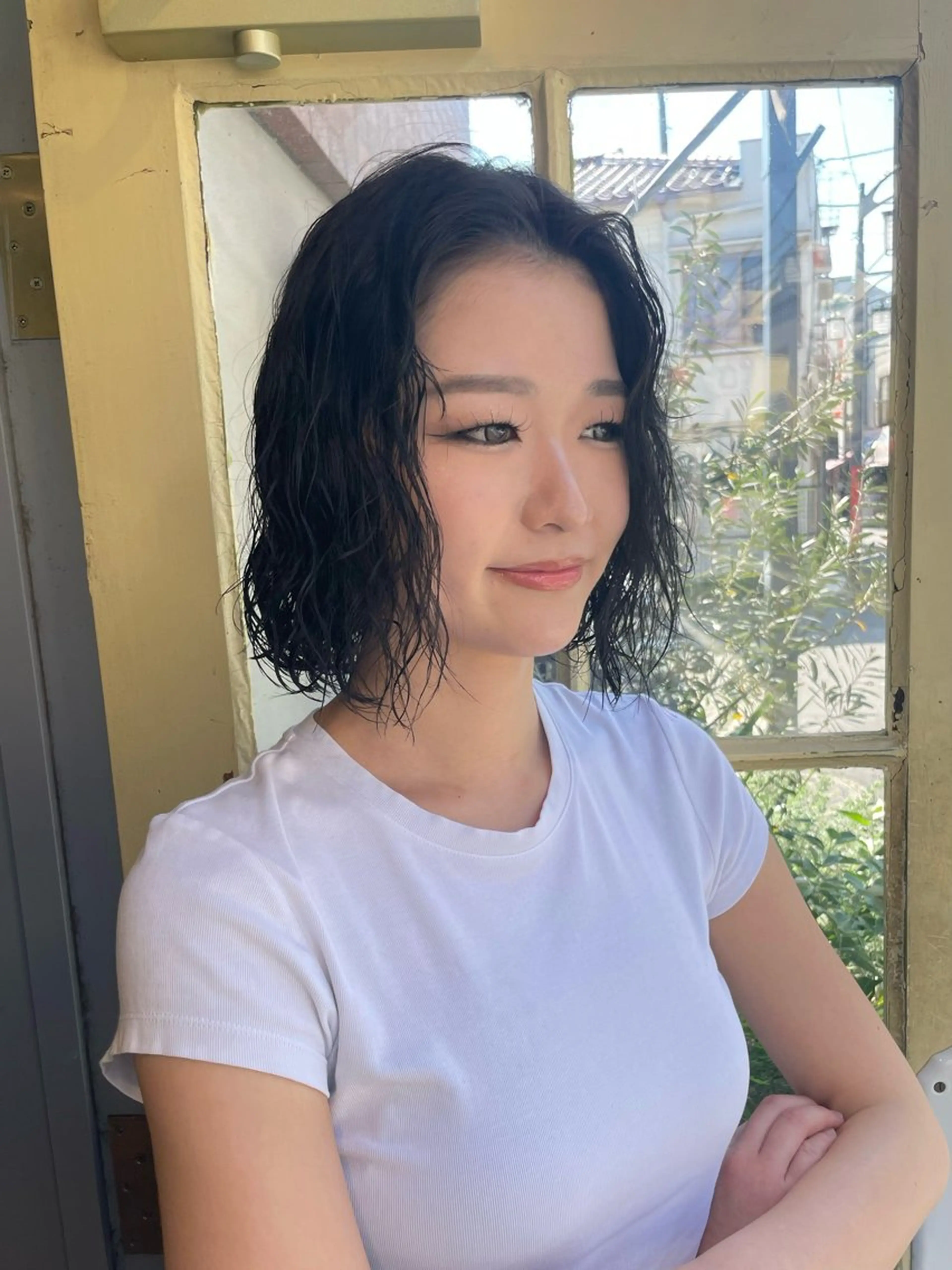 ミディアム パーマ カット パーマ KURIA‪‪*⋆ஐ ブリーチ/韓国ヘアのヘアスタイル