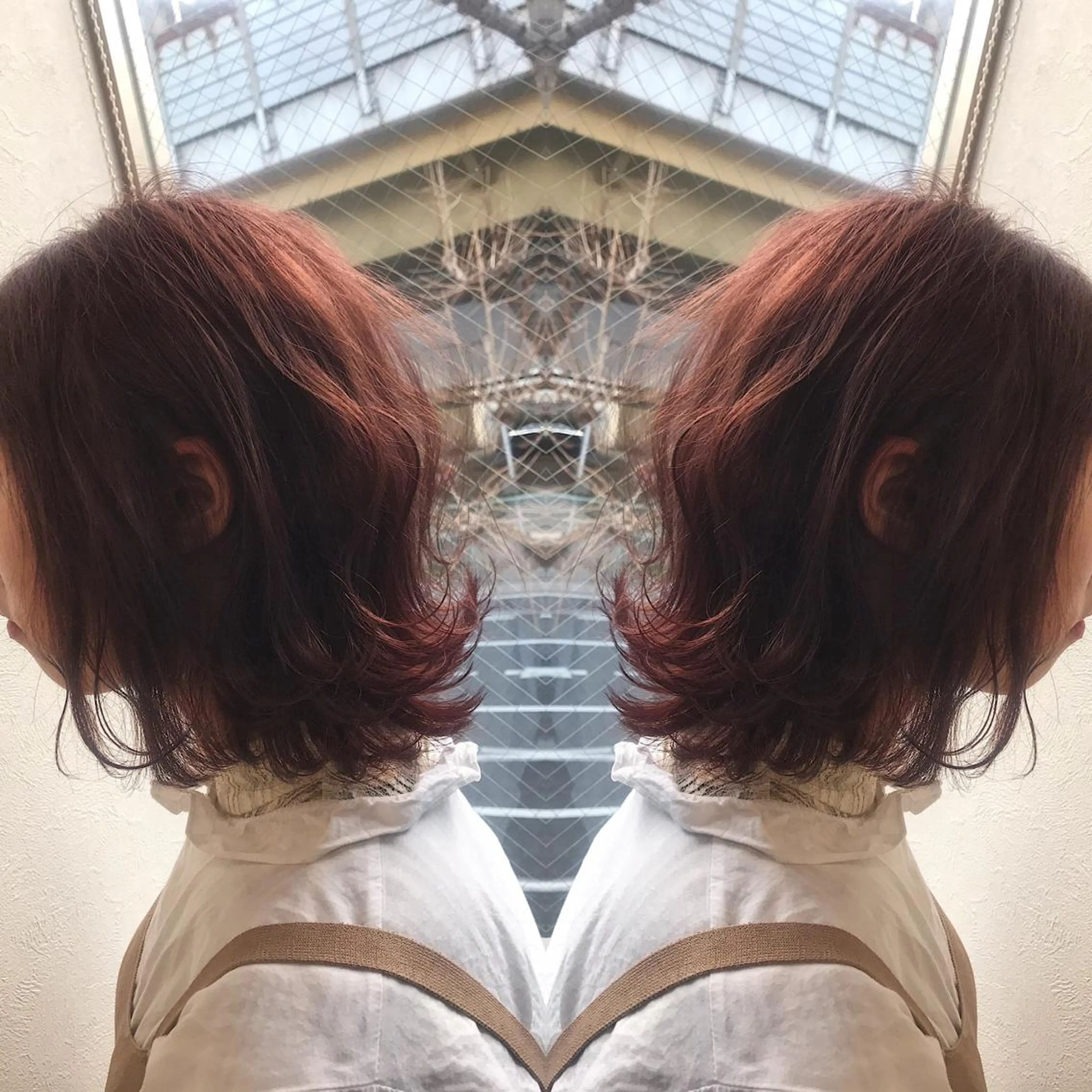 ミディアム カラー ピンクカラー 外ハネヘア カット ヘアカラー 柴田 祐輔のヘアスタイル