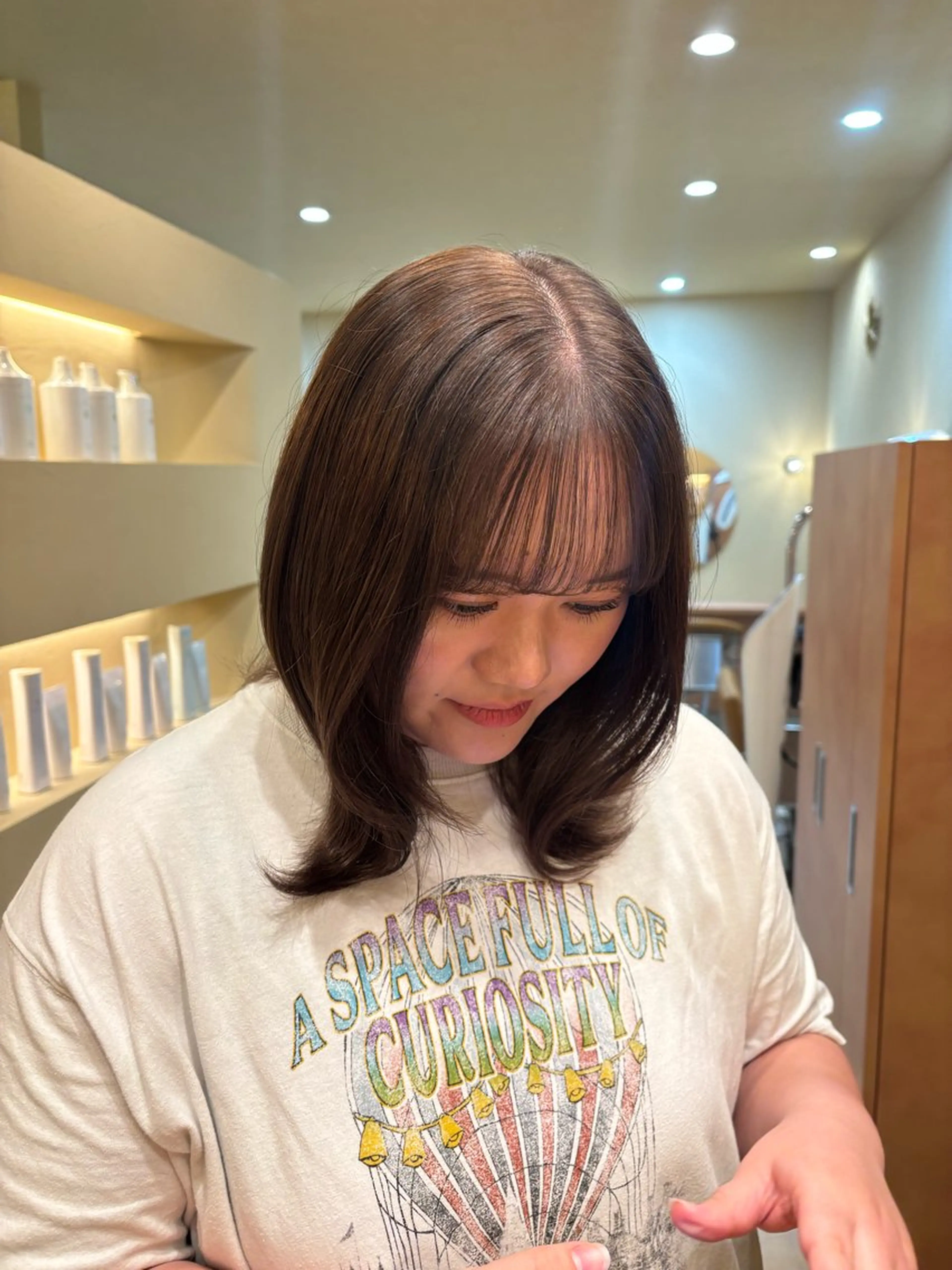 ミディアム ヘアカラー 金木 凜花のヘアスタイル