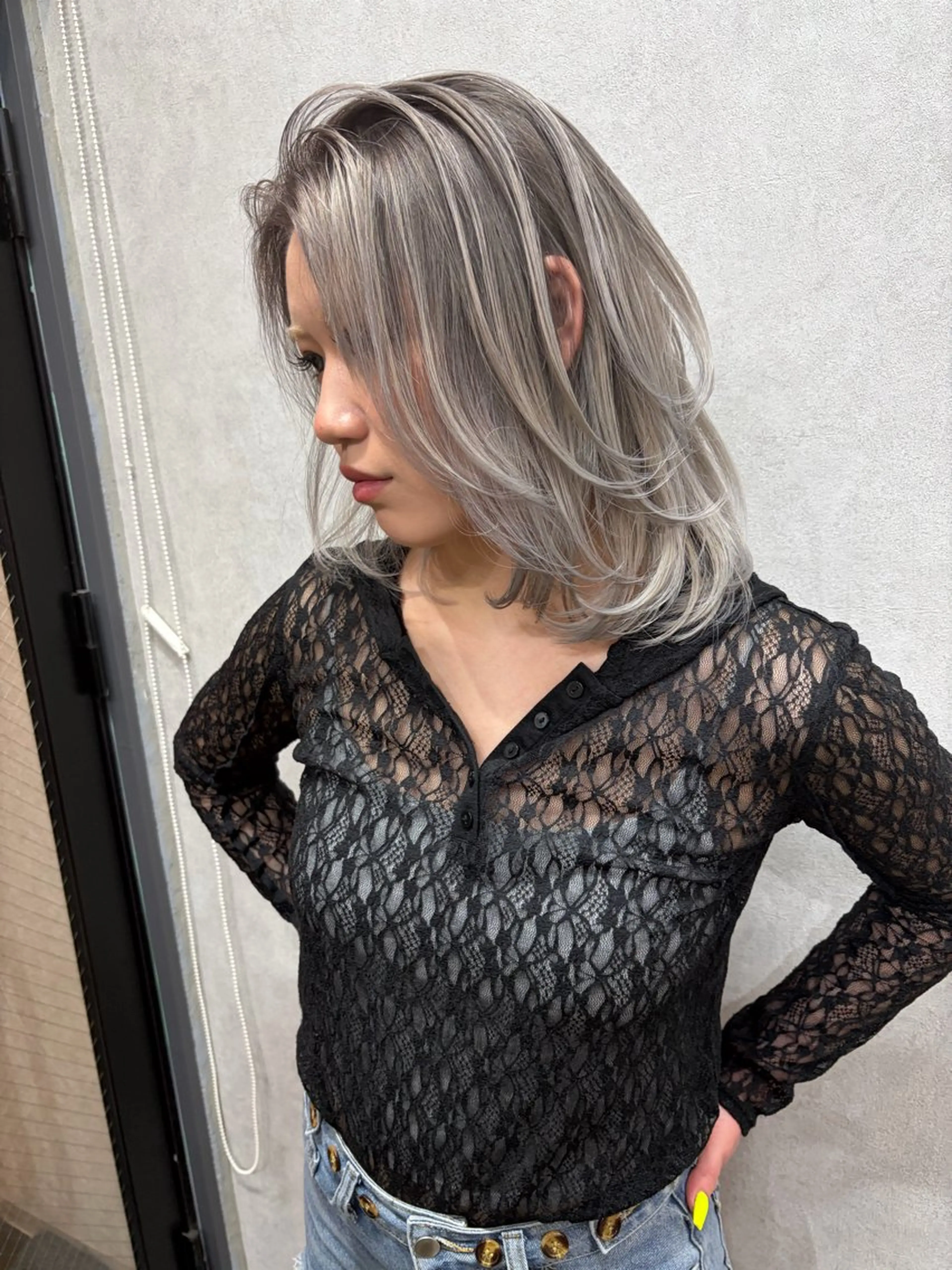 ミディアム カラー バレイヤージュ レイヤーカット AiM エイム　韓国レイヤーのヘアスタイル