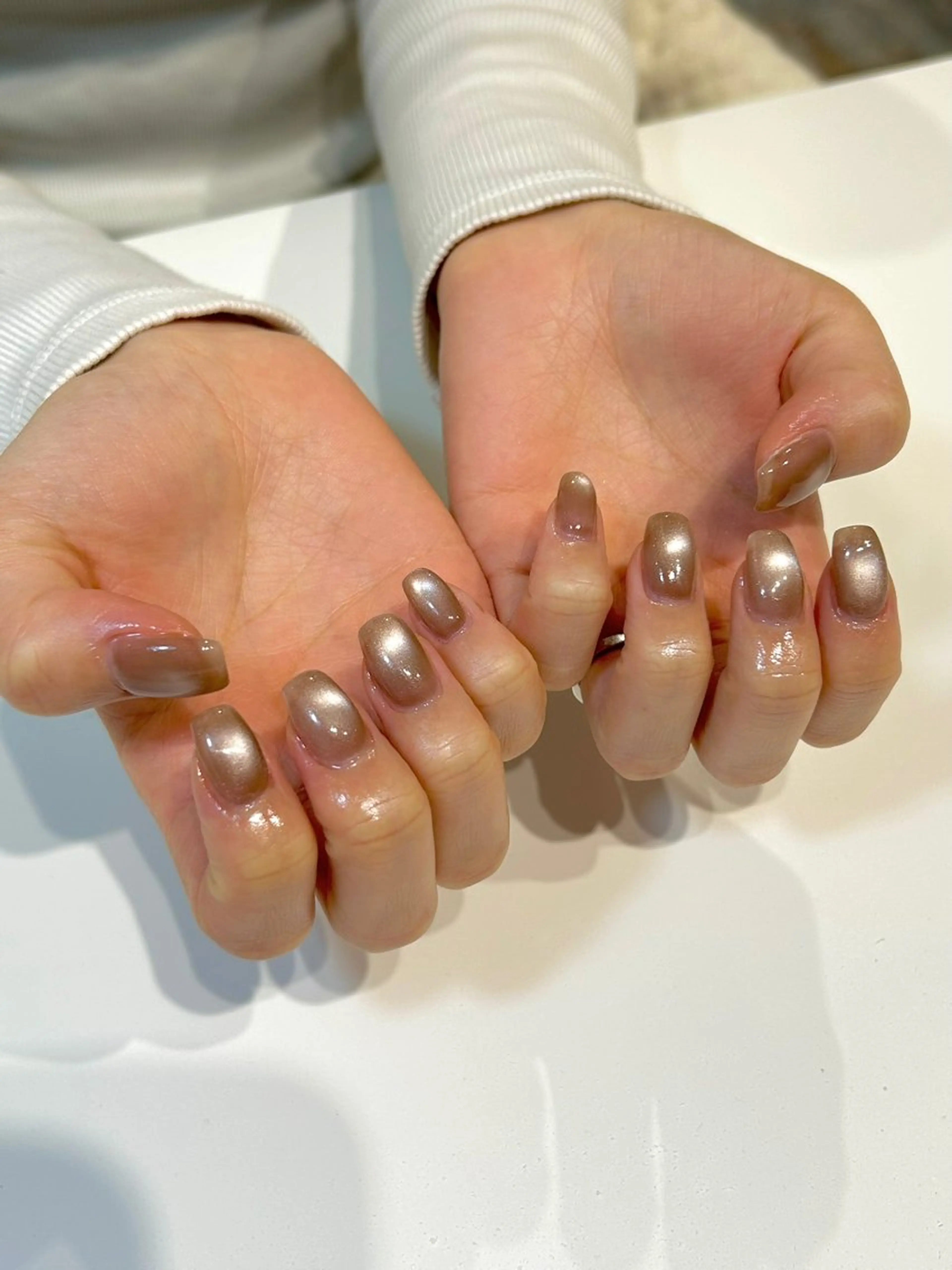 ネイル マグネットネイル オフィスネイル ピンク シンプルネイル ハンドネイル Lily nailのネイルデザイン