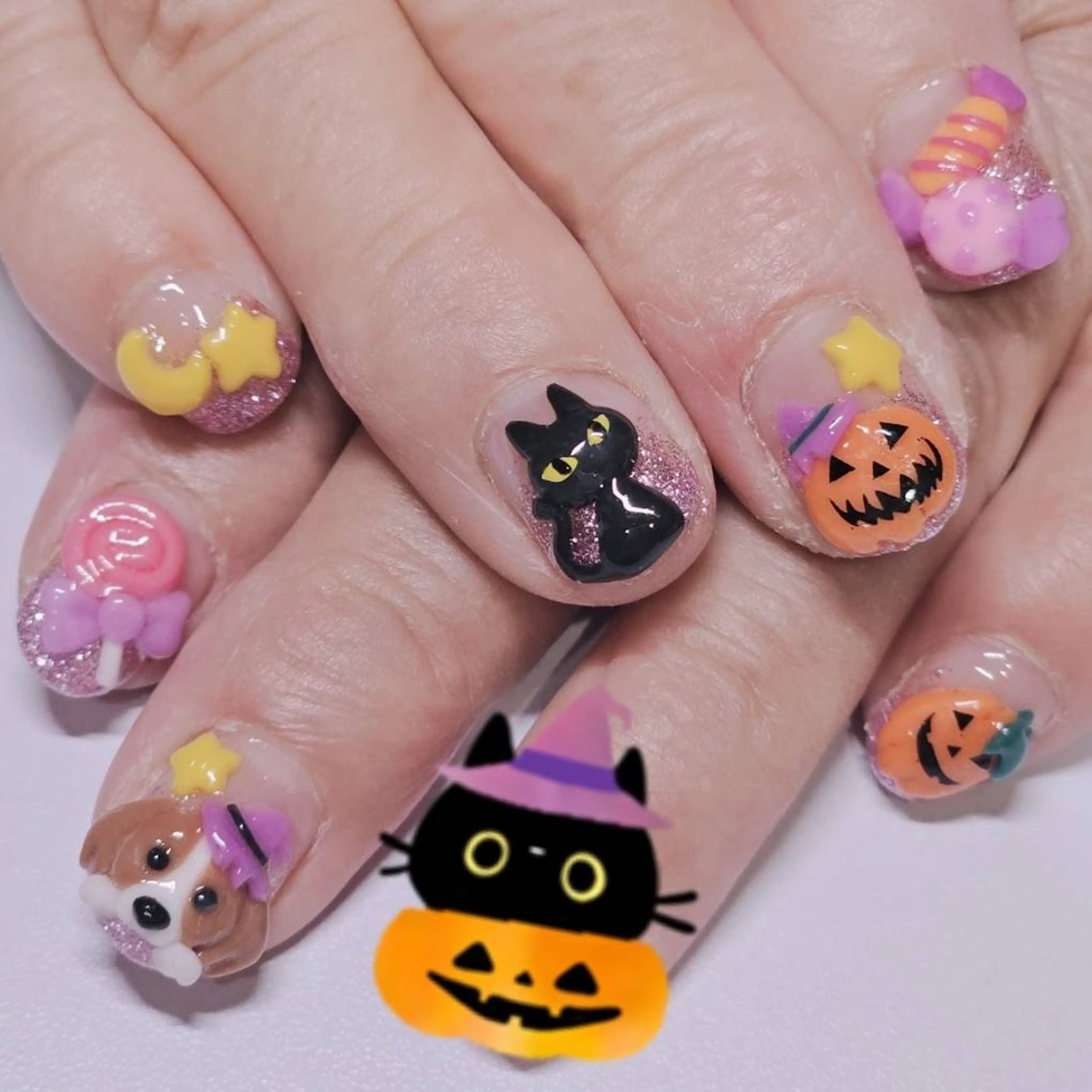 ネイル アートネイル グラデーション ハロウィン ラメ(グリッター) パープル ハンドネイル よしだ ひろきのネイルデザイン