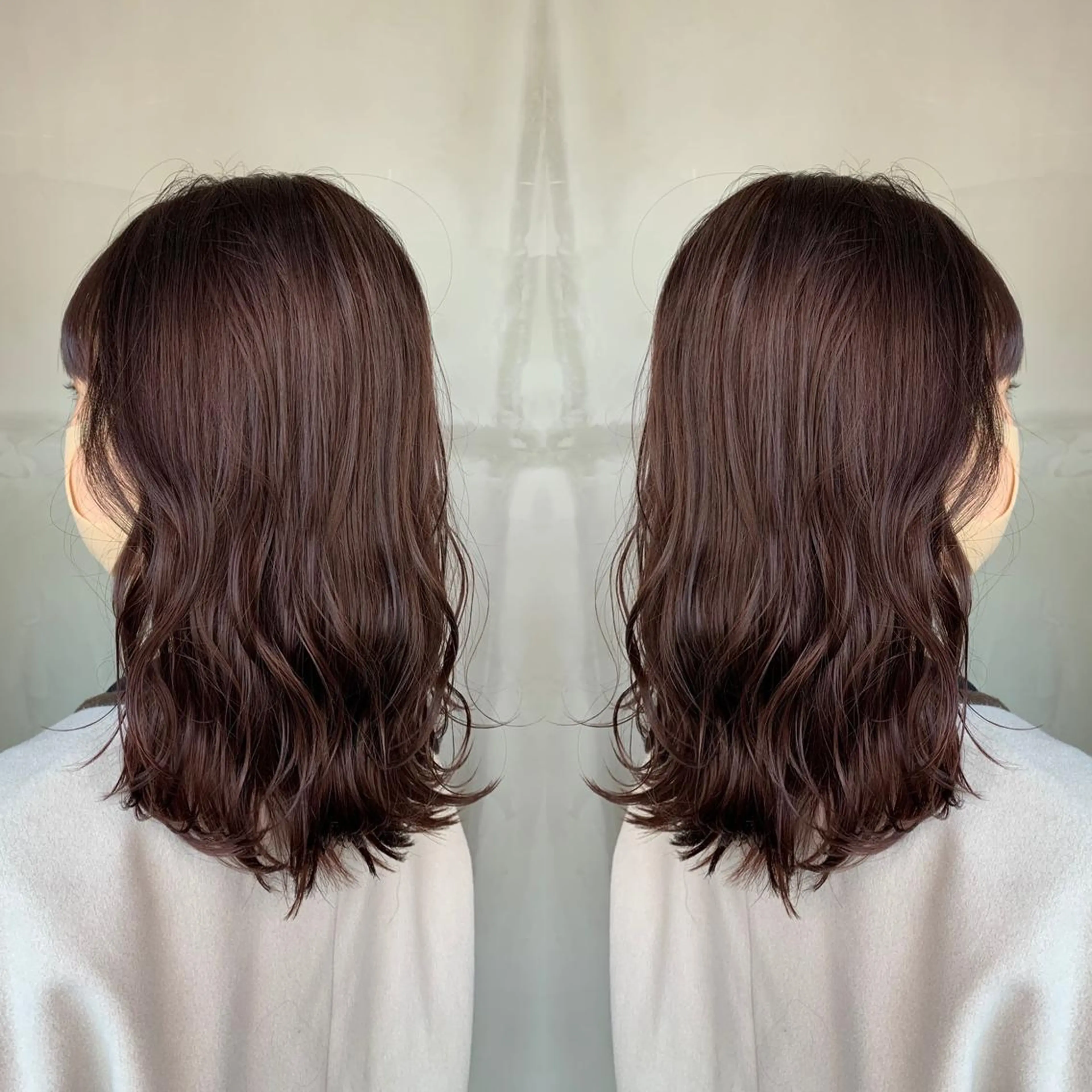 セミロング カラー アッシュ バレイヤージュ ベージュカラー ブロンド ブルーカラー ヘアカラー レイヤーカット/ 艶カラー/RYOMAのヘアスタイル