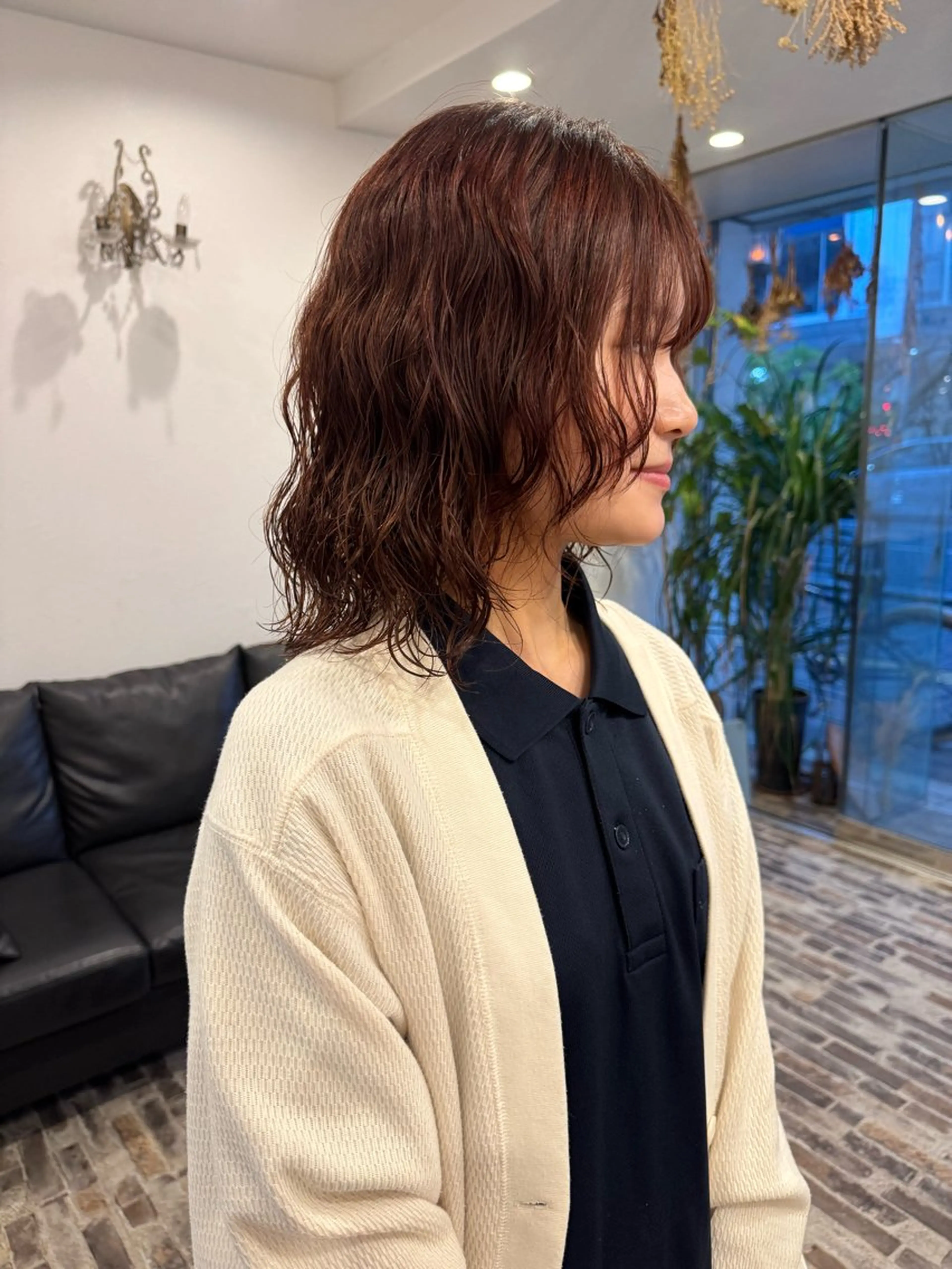 ミディアム カラー パーマ ミディアムパーマ ブラウンカラー オレンジ オレンジブラウン ウルフカット カット ヘアカラー パーマ m ā l o.🌷 サカモトマイコのヘアスタイル
