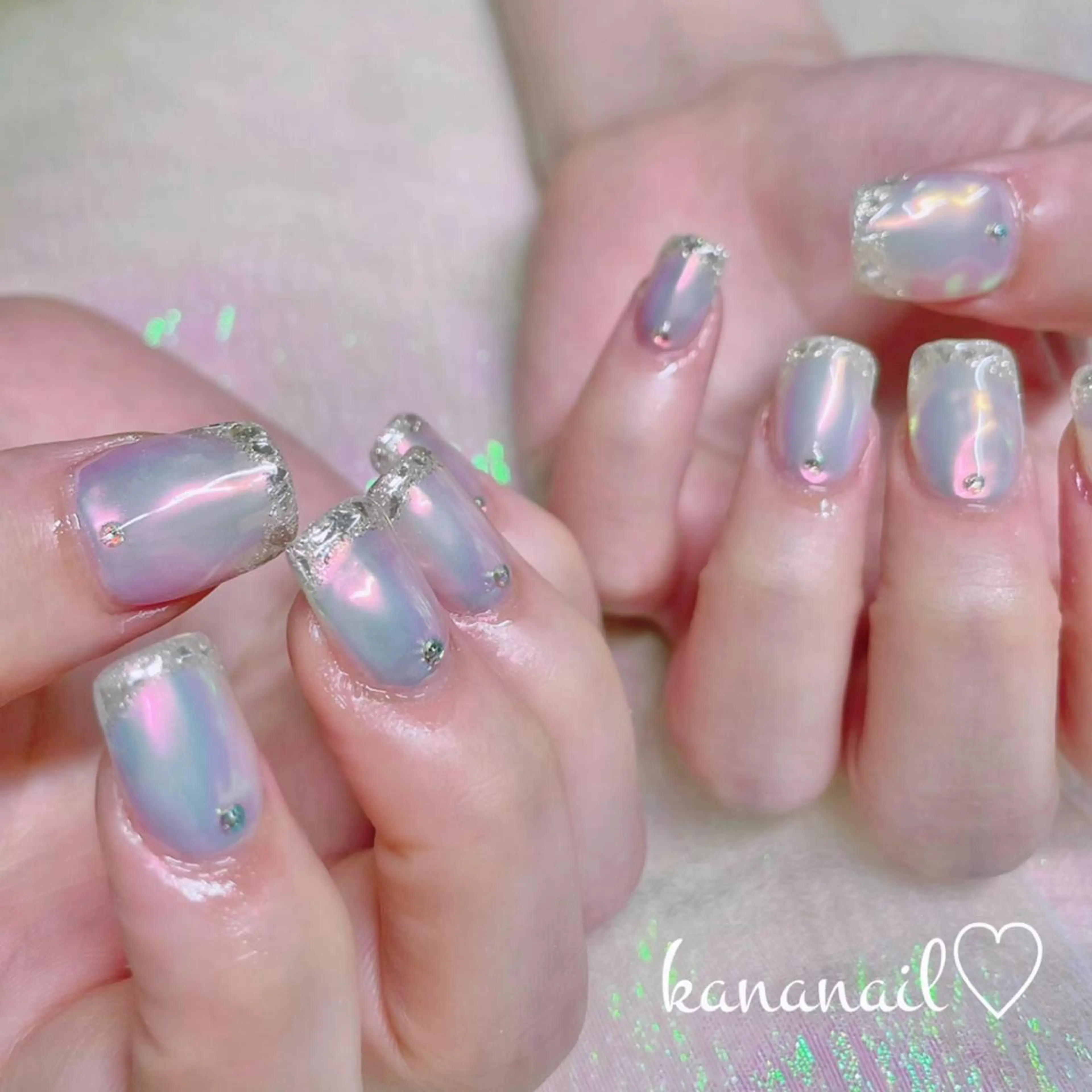 ネイル フレンチネイル ガラスフレンチ kananail ♡のネイルデザイン