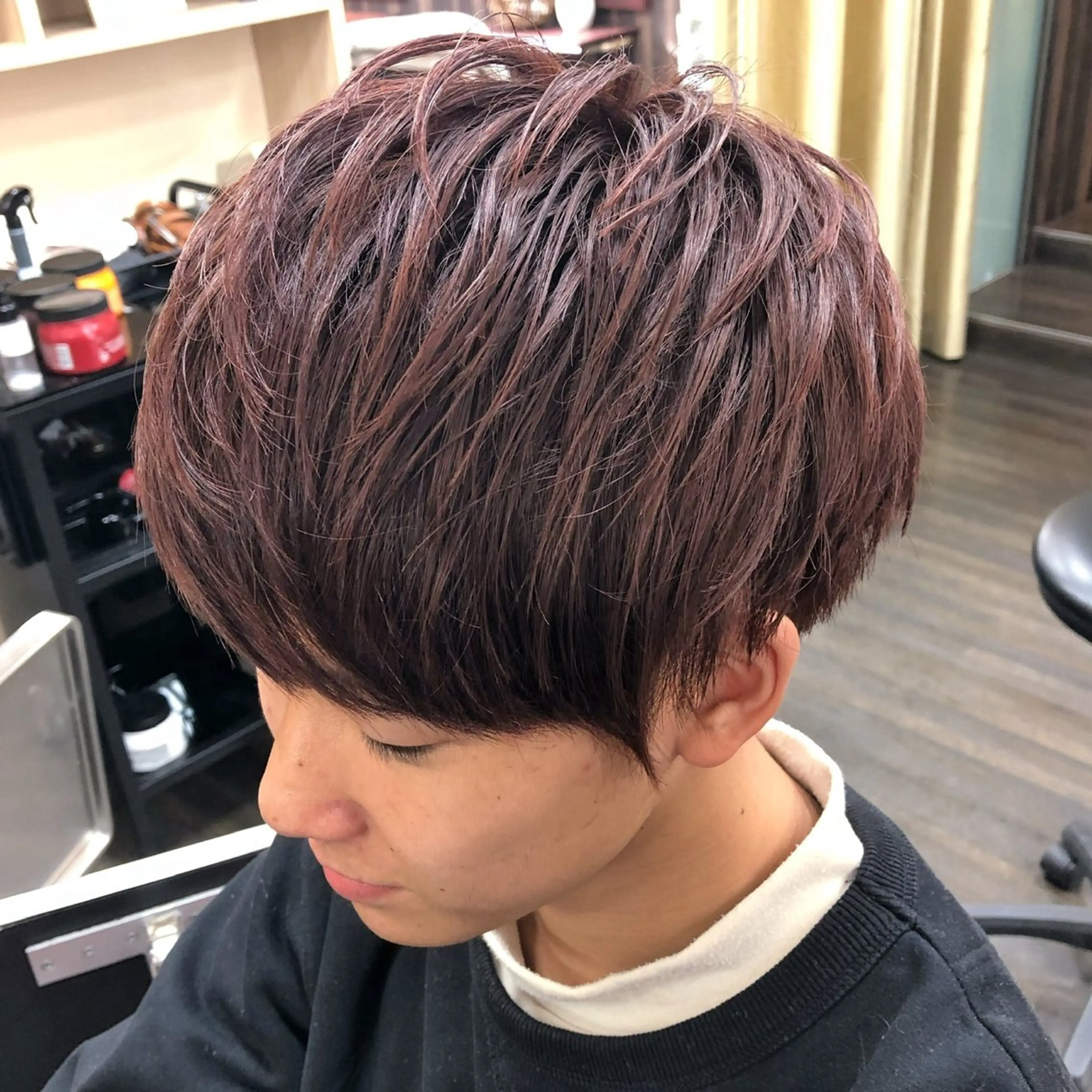 ショート カラー メンズ カット ヘアカラー トリートメント Lull1人美容室 バレイヤージュのヘアスタイル