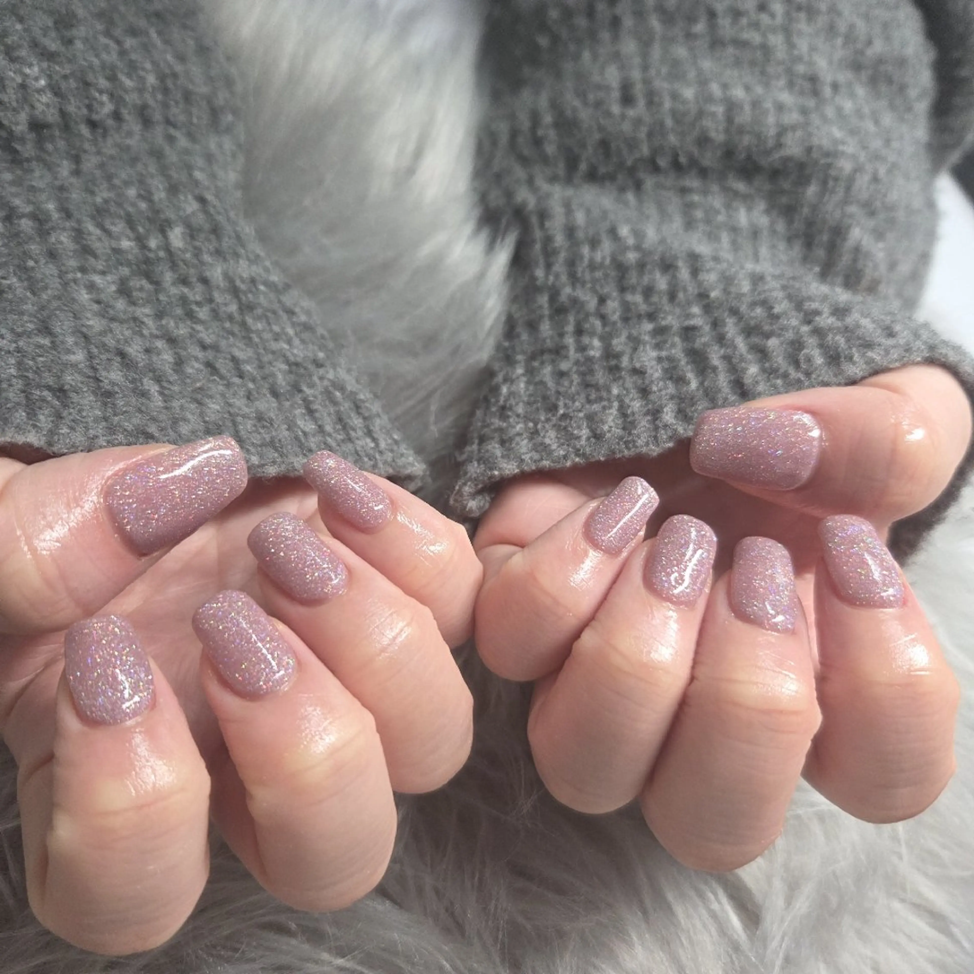 ネイル ラメ(グリッター) ピンク ハンドネイル Thetis nailsのネイルデザイン