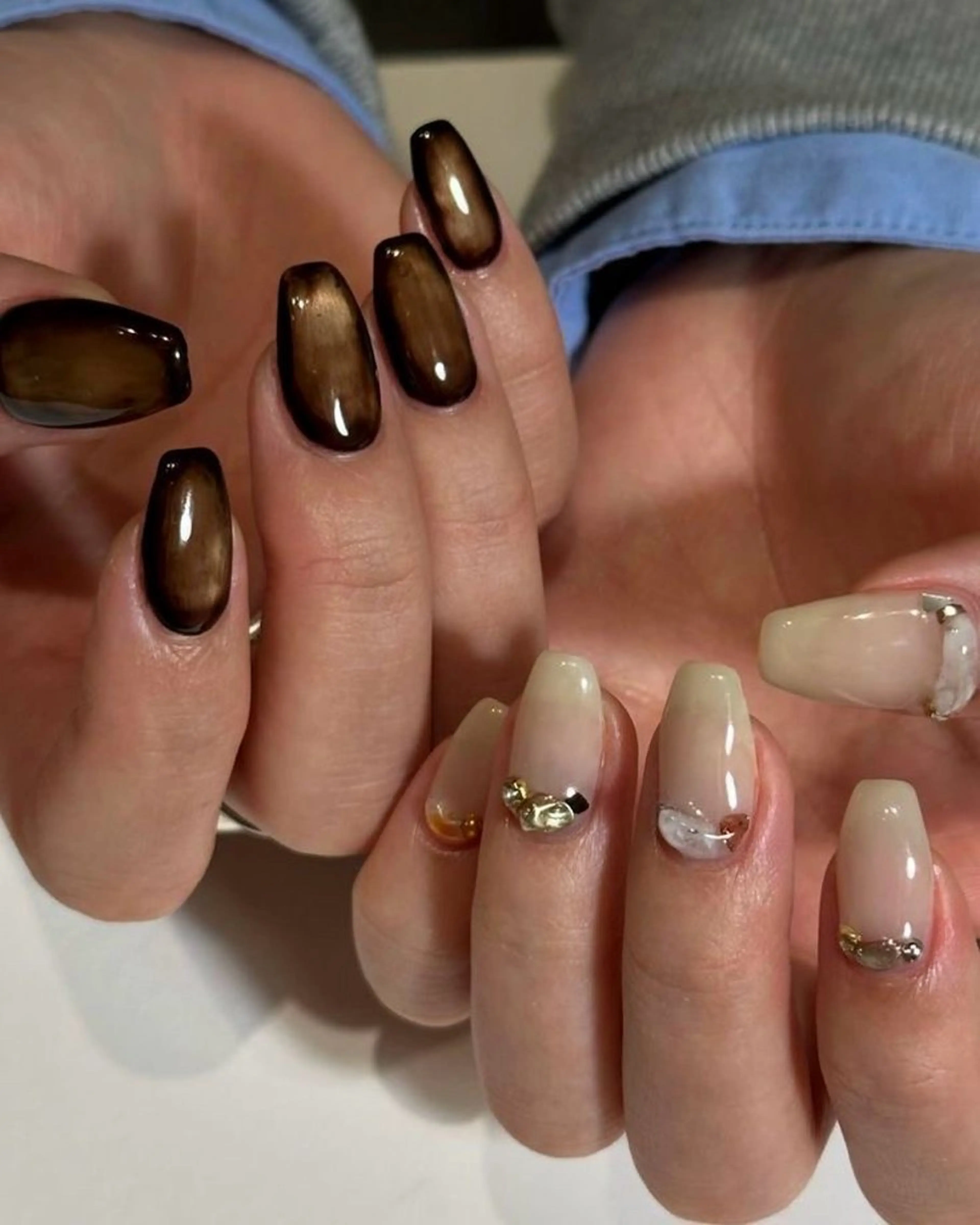 ネイル 韓国ネイル 持ち込み ニュアンスネイル ネイルチップ 冬ネイル RINN ANA.CHUOのネイルデザイン