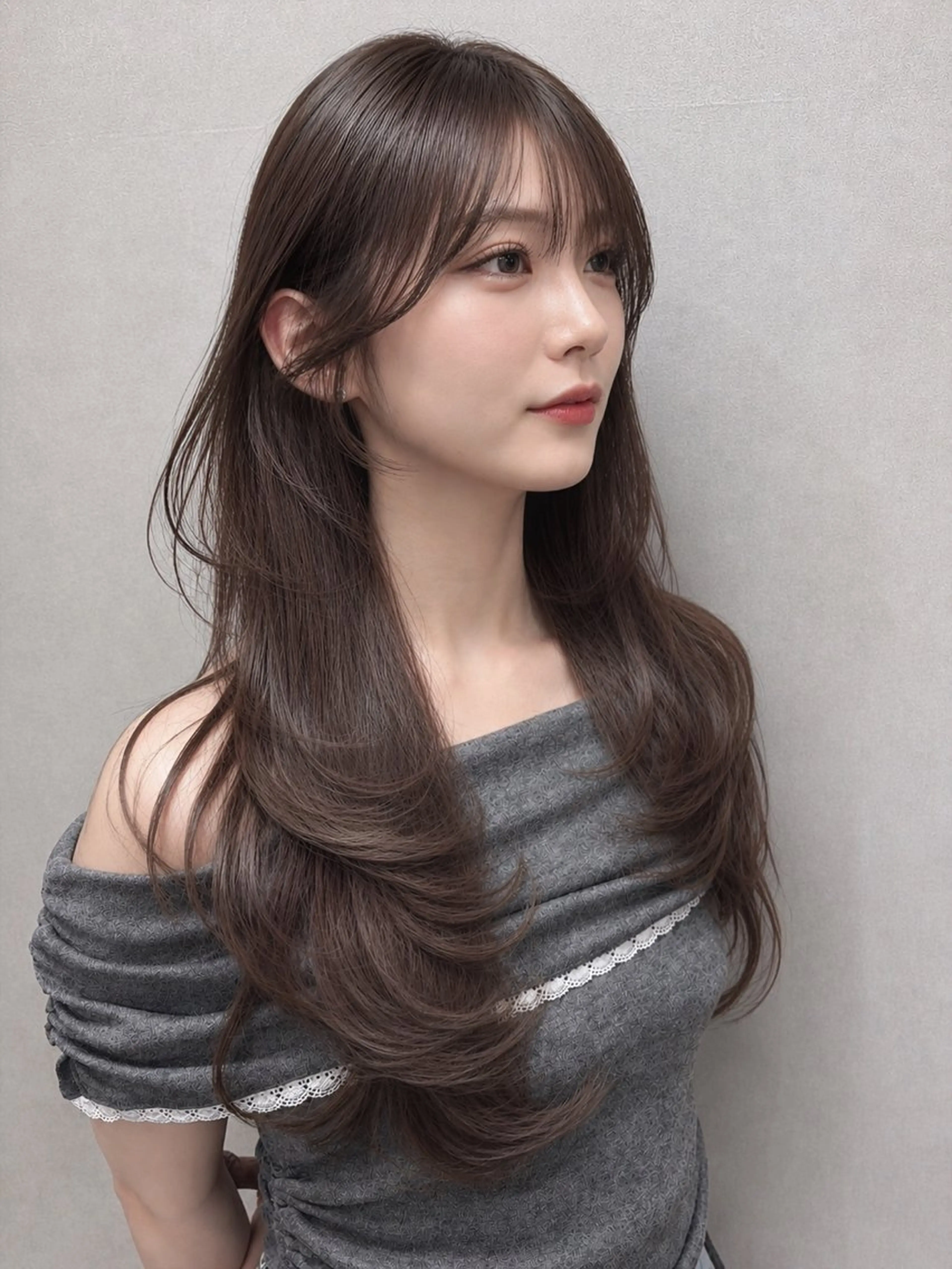 ロング ヘアカラー maya レイヤーカットのヘアスタイル