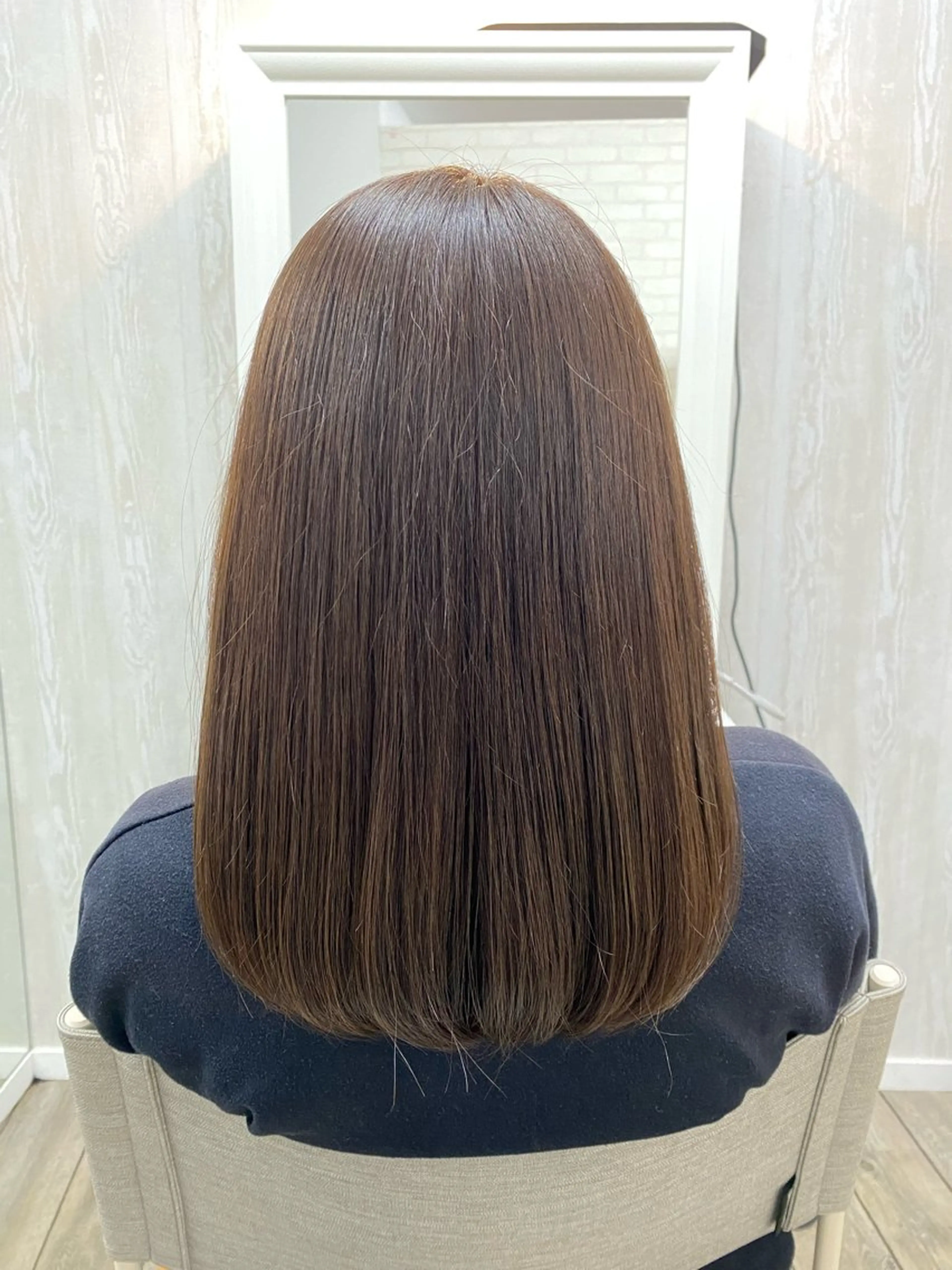 セミロング カラー アッシュ ベージュカラー オレンジ ヘアカラー トリートメント THETAふじみ野 野宮のヘアスタイル