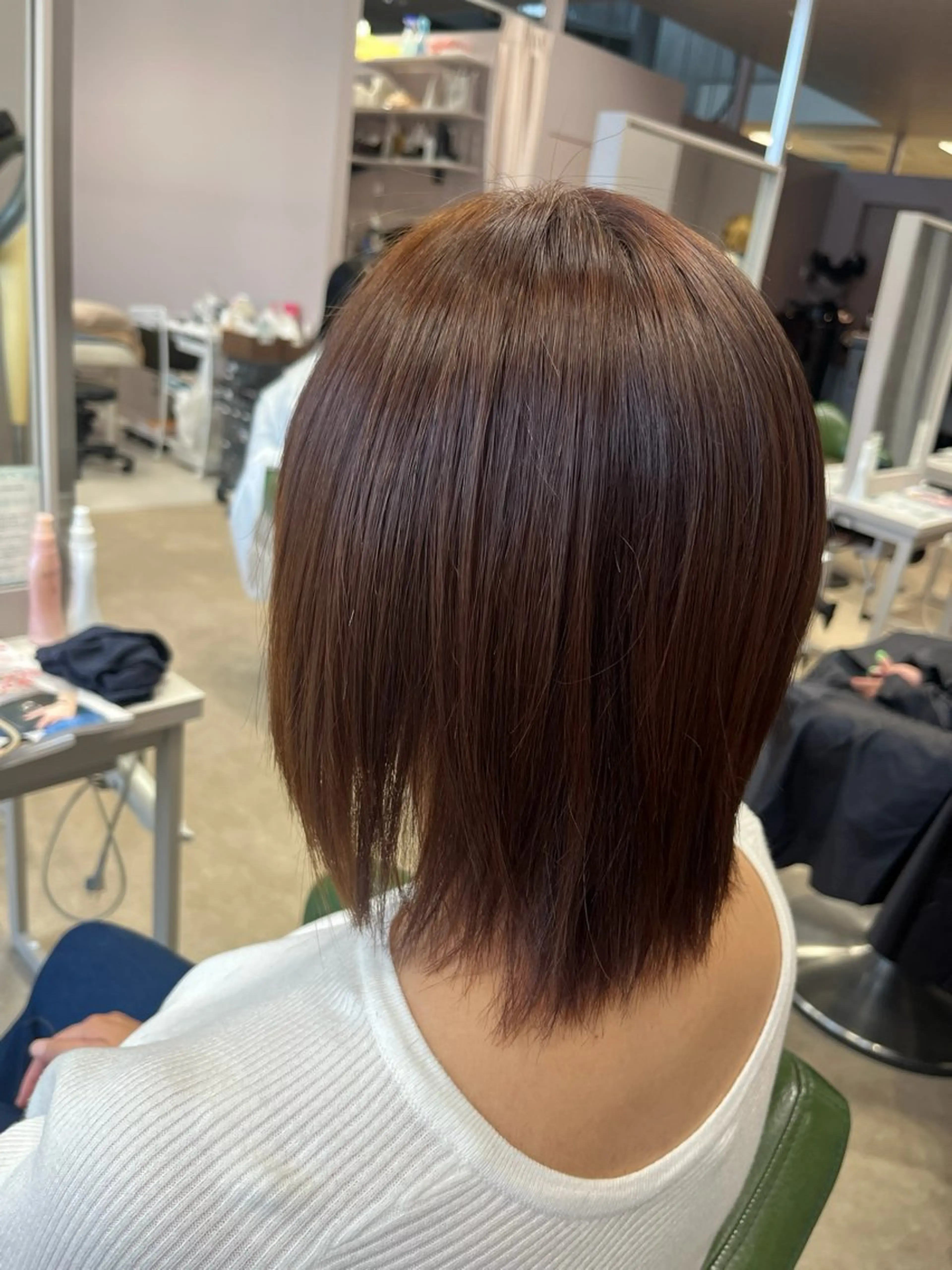 ミディアム 髪質改善 カット 縮毛矯正 トリートメント はせがわ りえのヘアスタイル