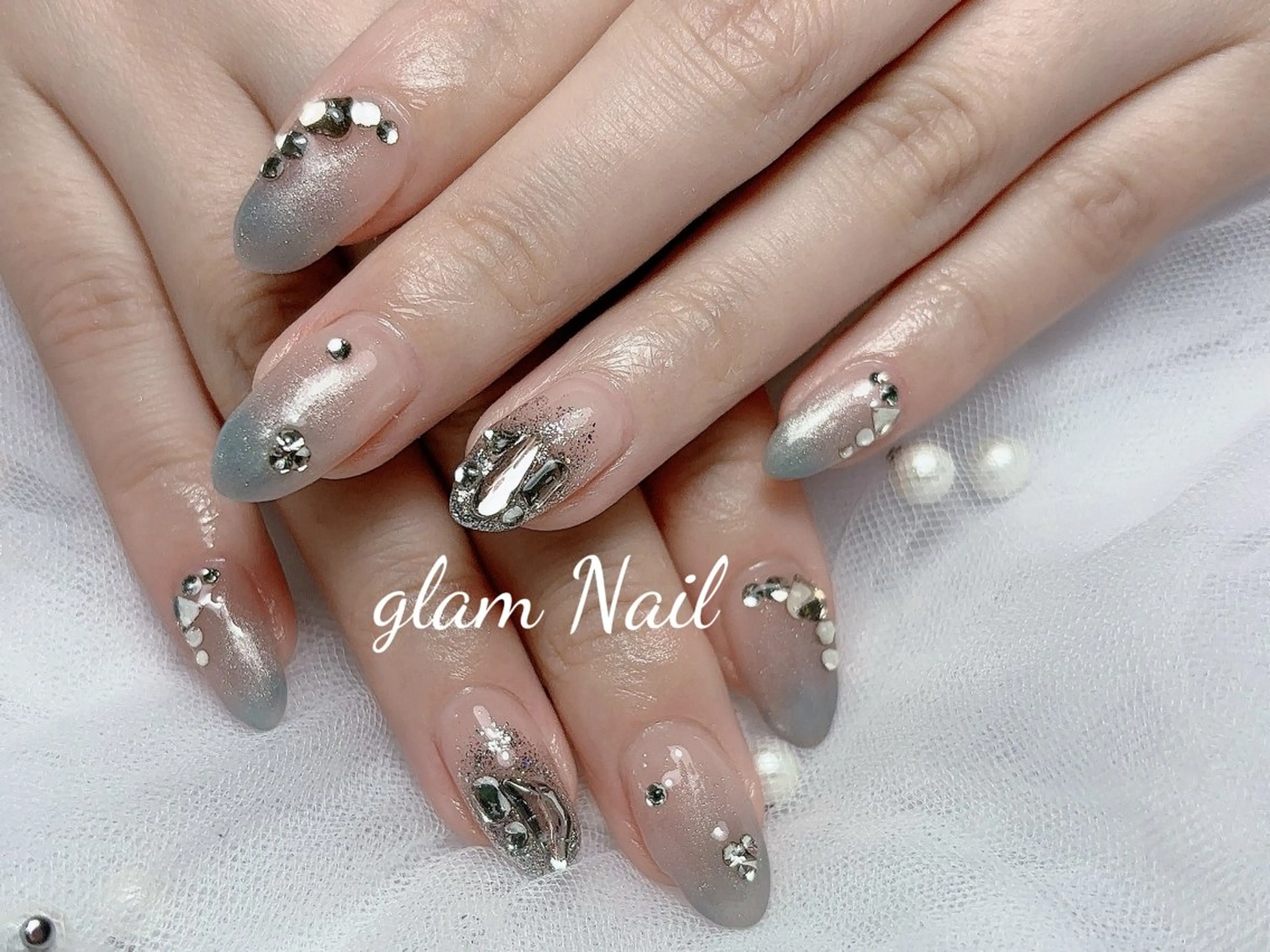 ネイル ハンドネイル エツメ💅 長さだし🎀デザインのネイルデザイン