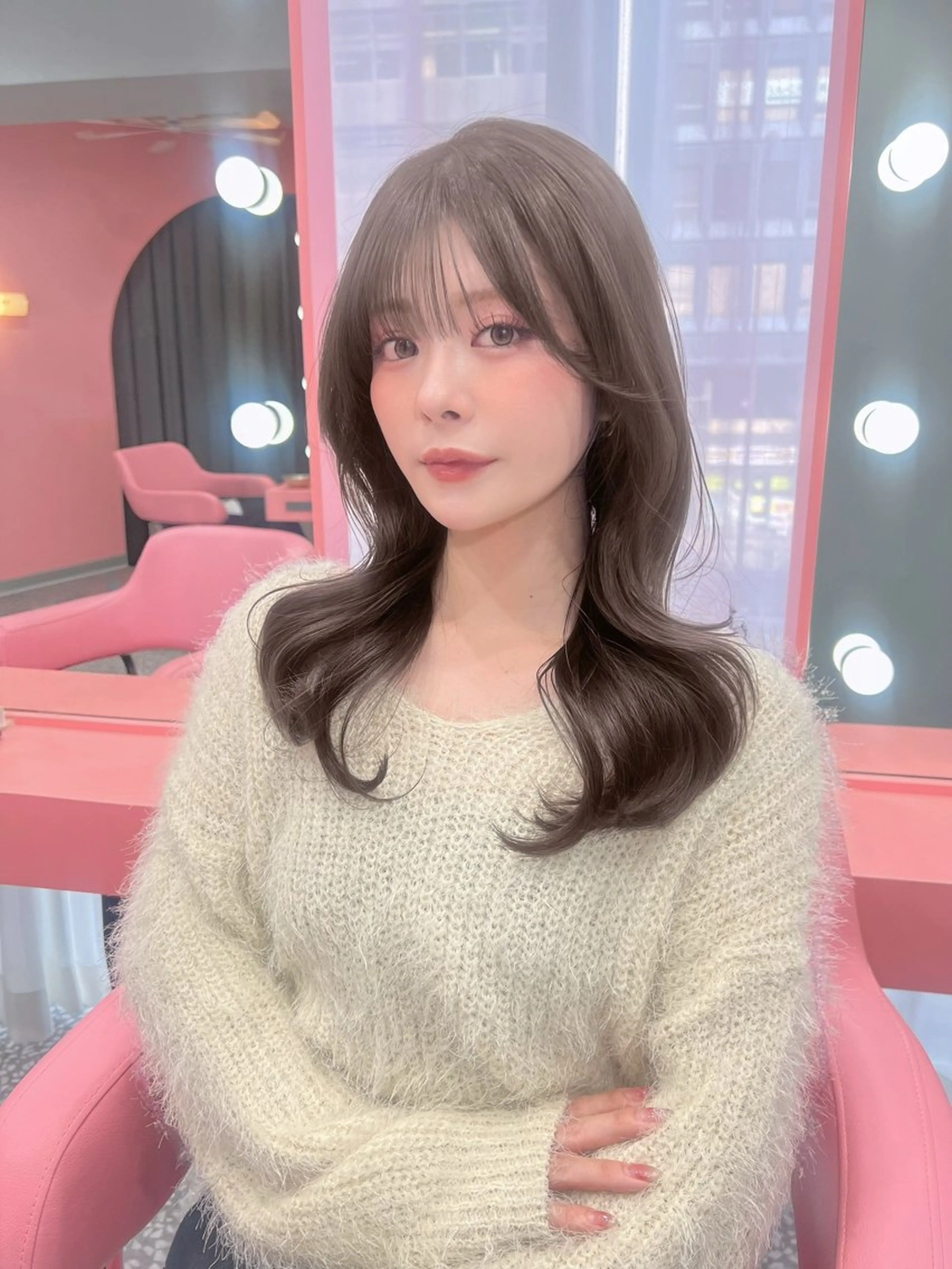 セミロング カラー 髪質改善 韓国風ヘア レイヤーカット 小顔カット トリートメント カット ヘアカラー トリートメント 渋谷美容室/韓国ヘア /misakiのヘアスタイル