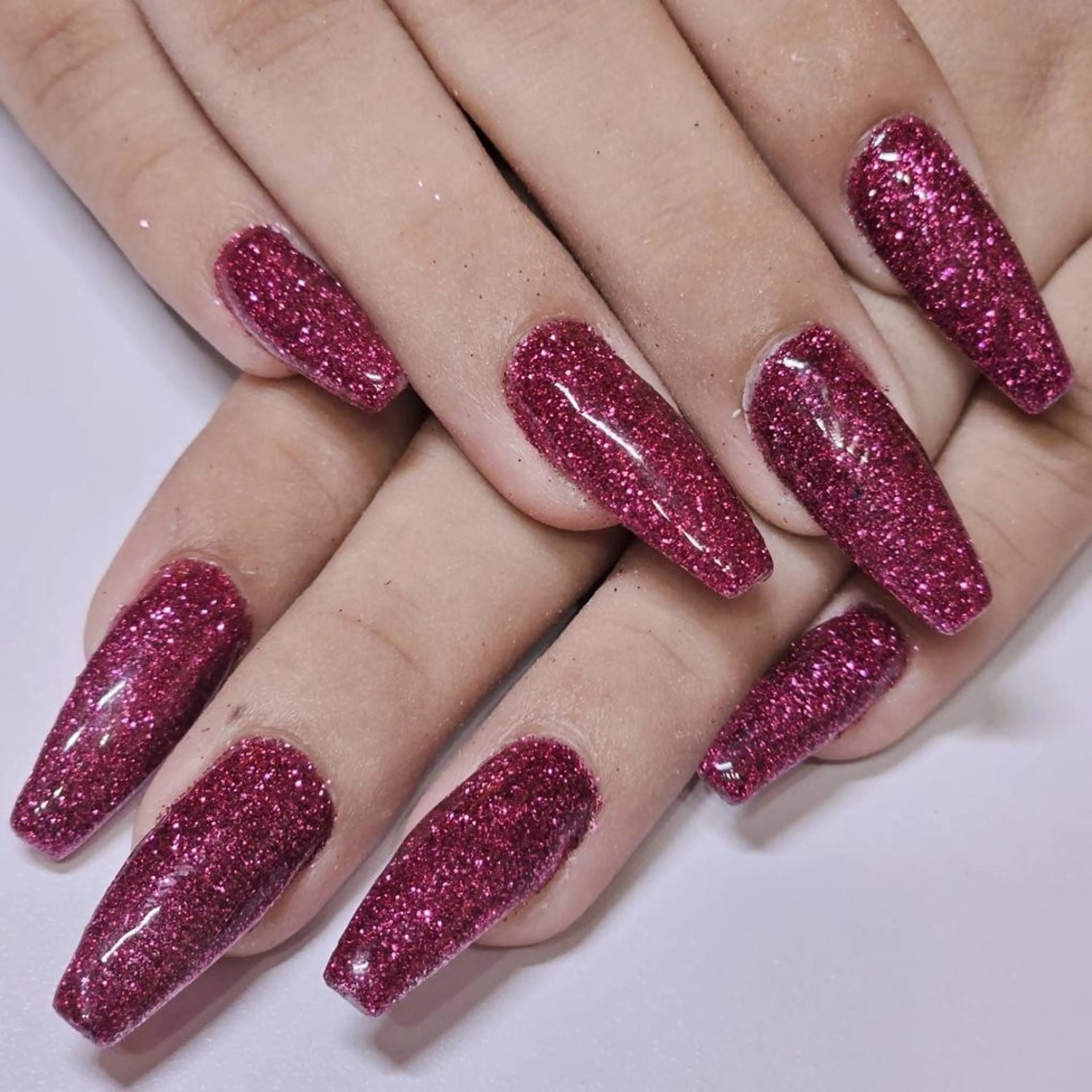 ネイル ラメ(グリッター) ワンカラーネイル ピンク ハンドネイル よしだ ひろきのネイルデザイン