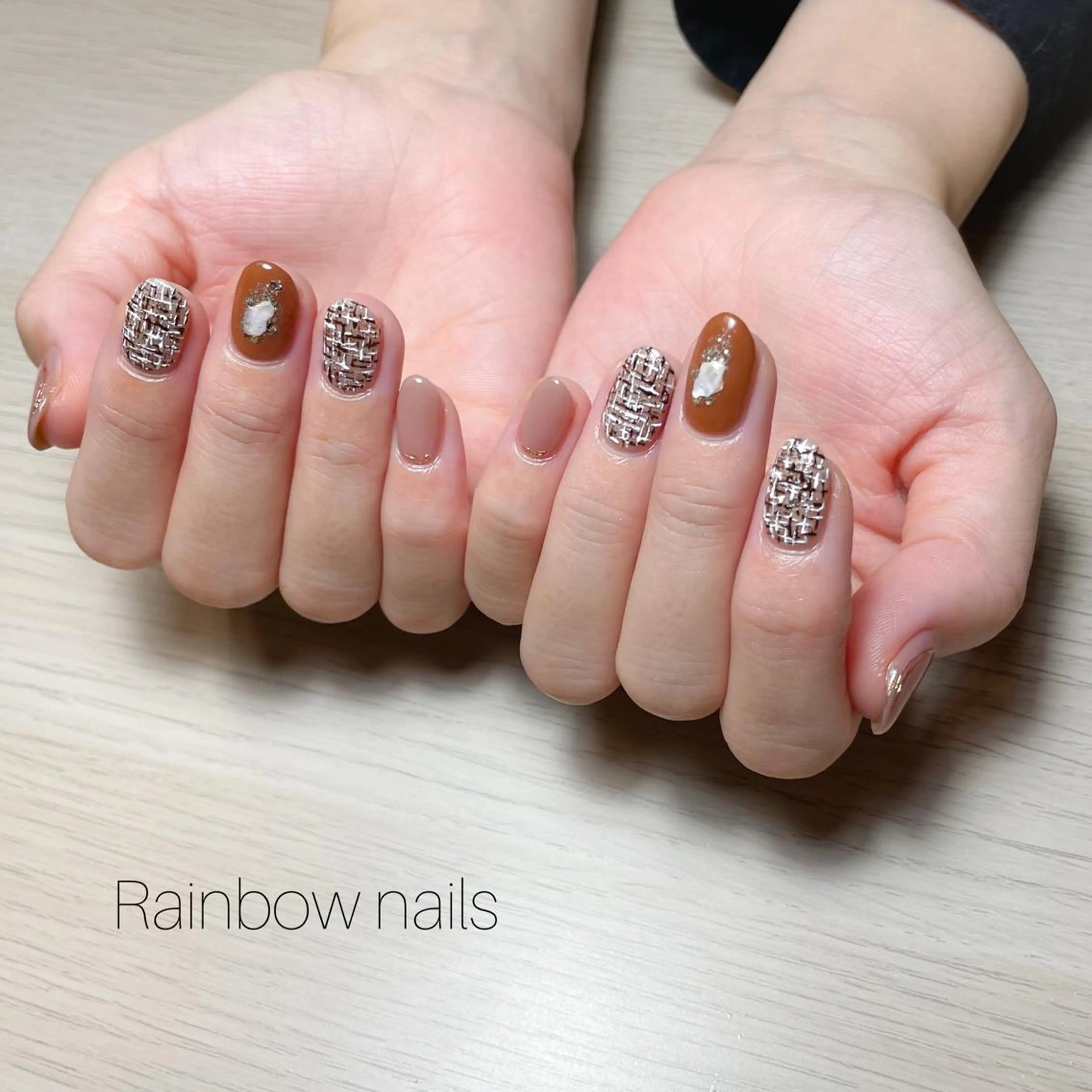 ネイル ツイードネイル Rainbow nailsくろちゃんのネイルデザイン