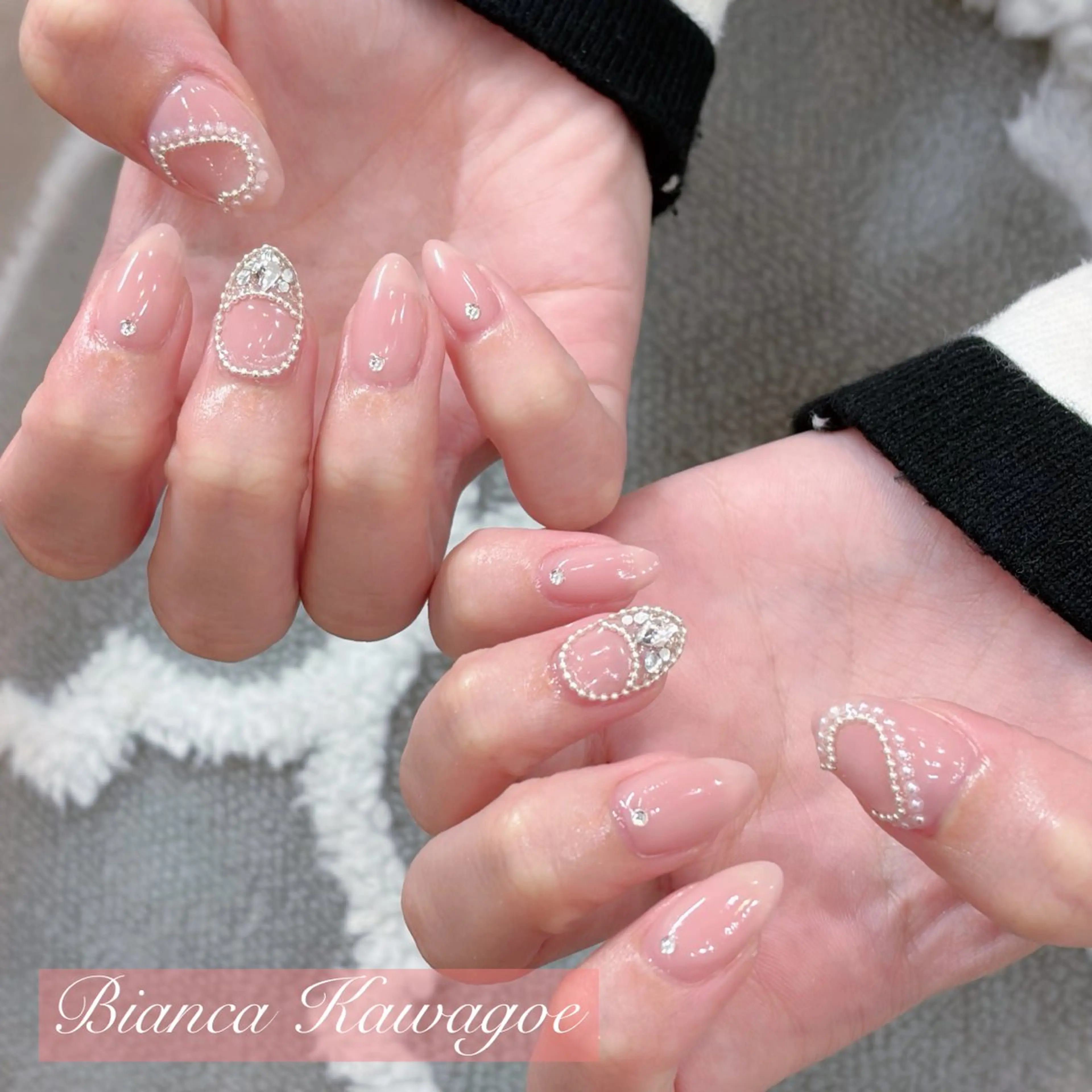 ネイル 持ち込み ストーンネイル ハンドネイル Bianca川越 🍓Nakasoneのネイルデザイン