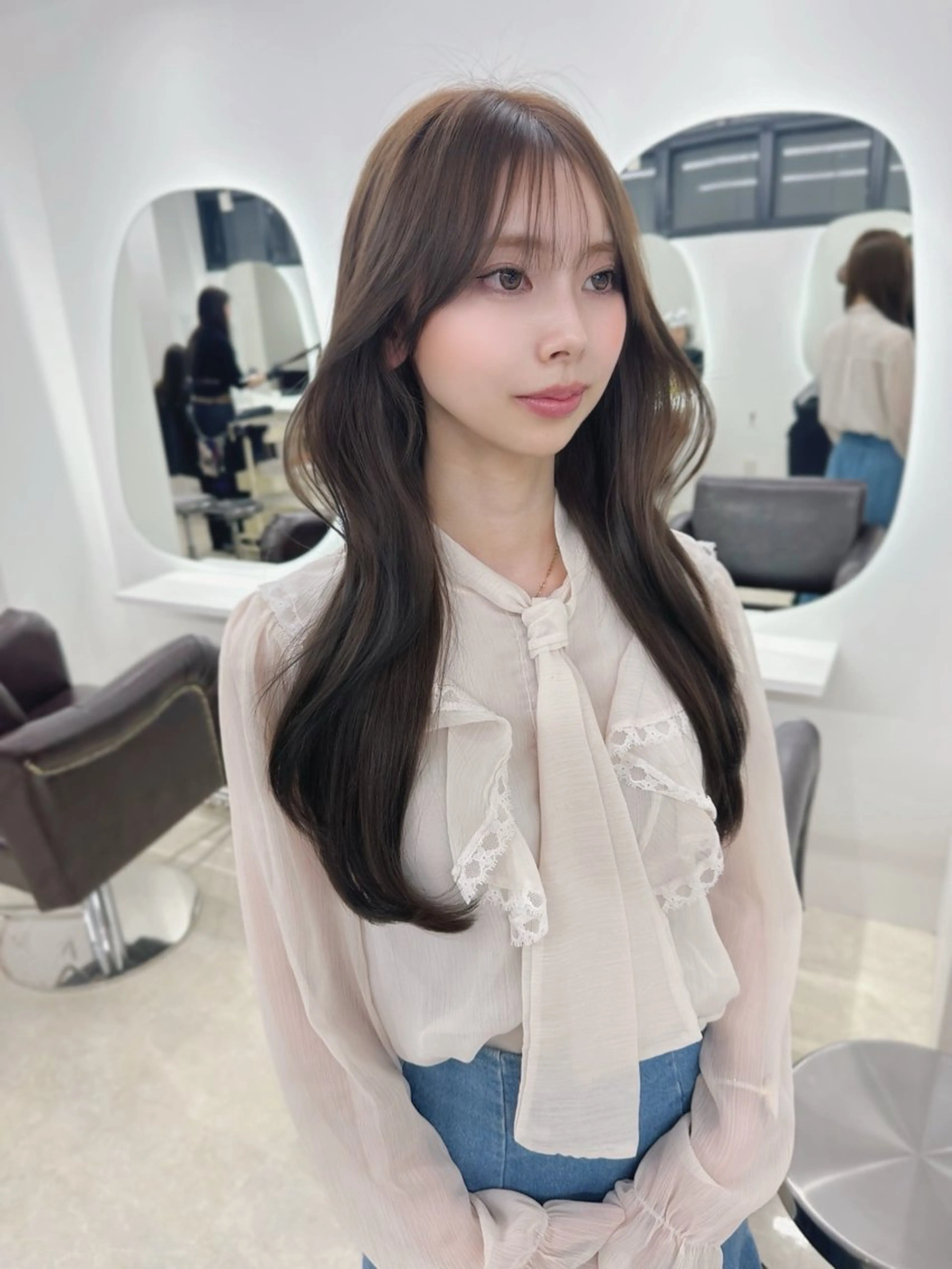 ロング カラー カット ヘアカラー トリートメント 韓国風/髪質改善 赤み消し✨junkiのヘアスタイル