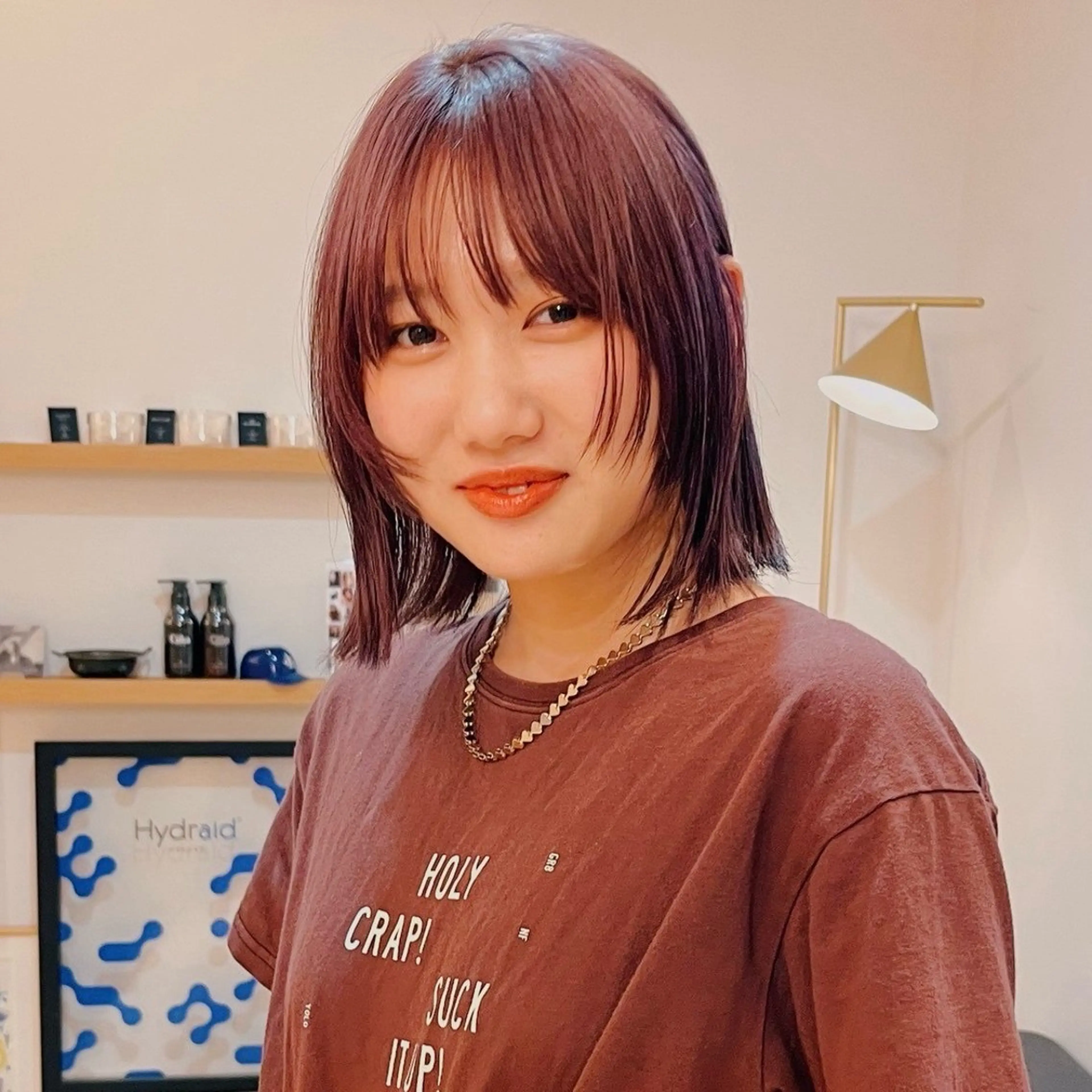 ミディアム カラー ラベンダーカラー 顔まわりレイヤー レイヤーカット 🐢ダブルカラー🐢 透明感/このかのヘアスタイル