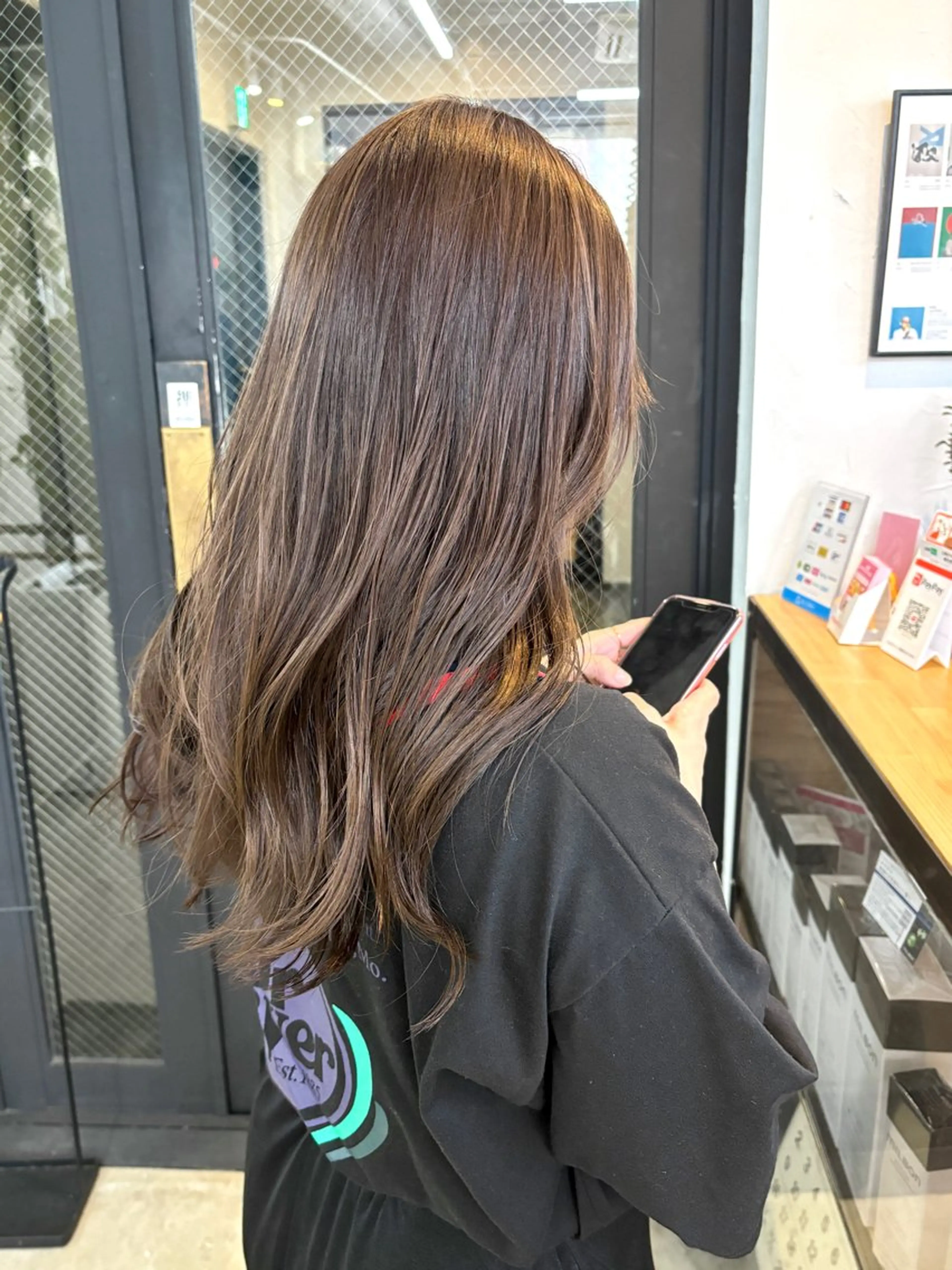 セミロング カラー アッシュ ブリーチ ブラウンカラー カシス 透明感カラー 暖色カラー/天神/ ヘイマサクラのヘアスタイル