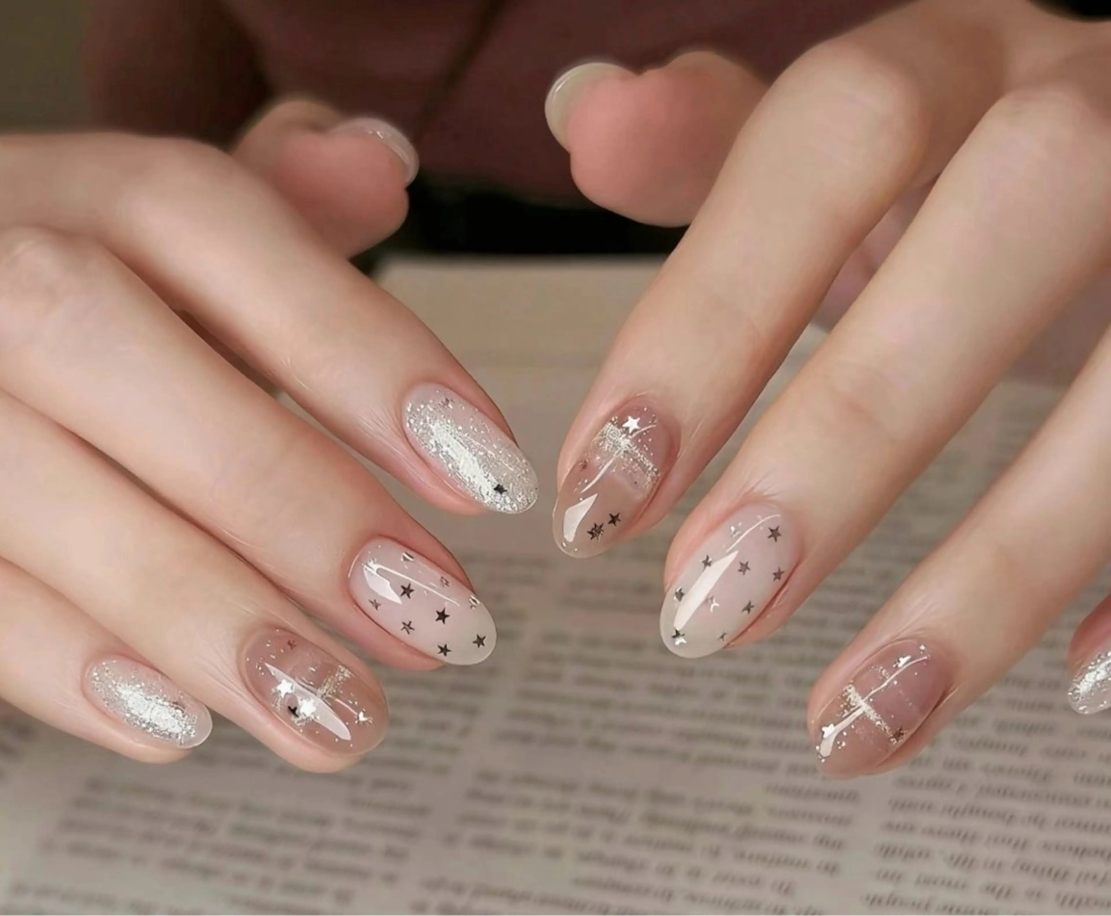 ネイル オーロラネイル チークネイル 成人式 長さ出し ジェルネイル ハンドネイル YUYI.nail salonのネイルデザイン