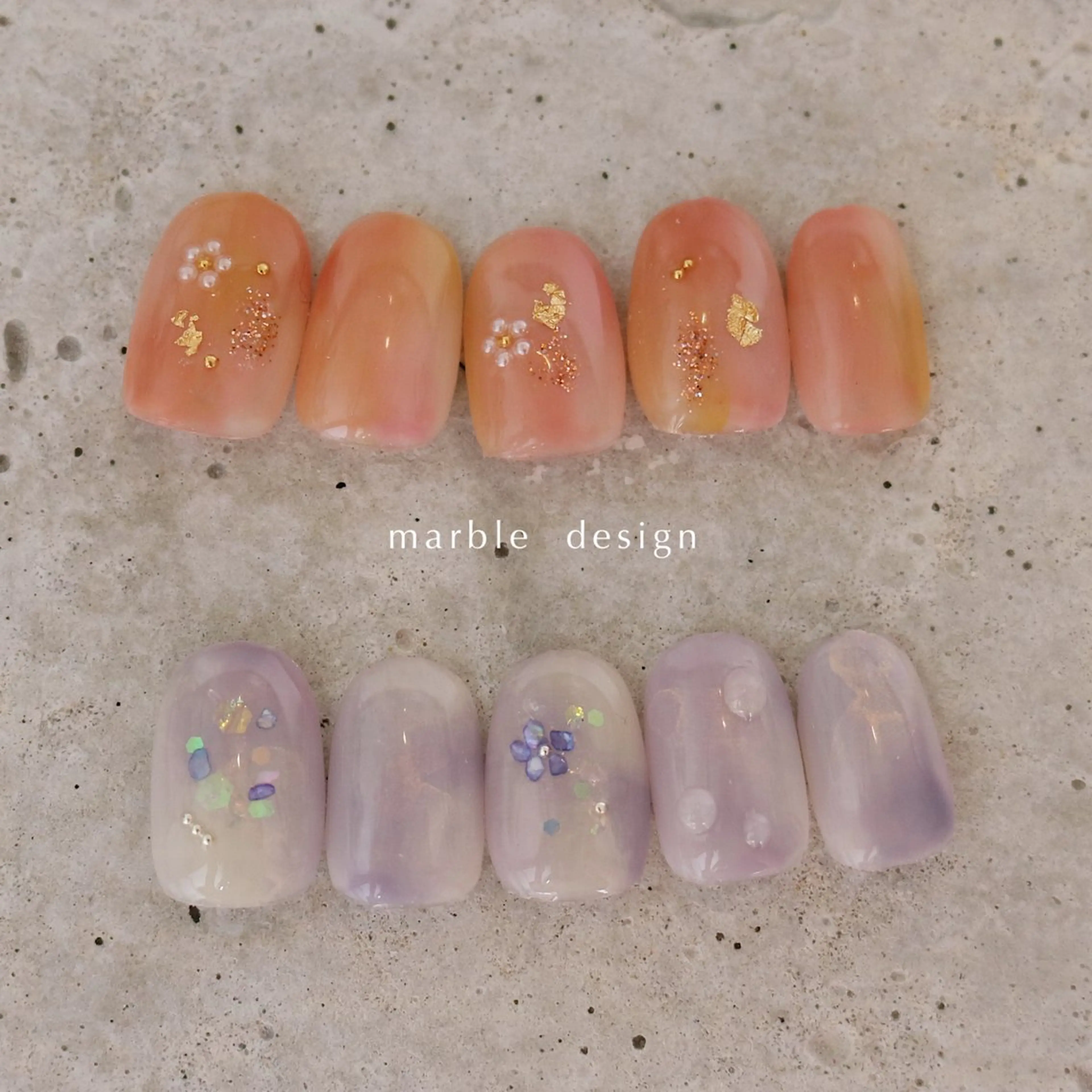 〈色まぜ自由◇私だけのニュアンス〉おまかせマーブルネイル（自爪育成ケア付き・オフ＋1100en）の写真