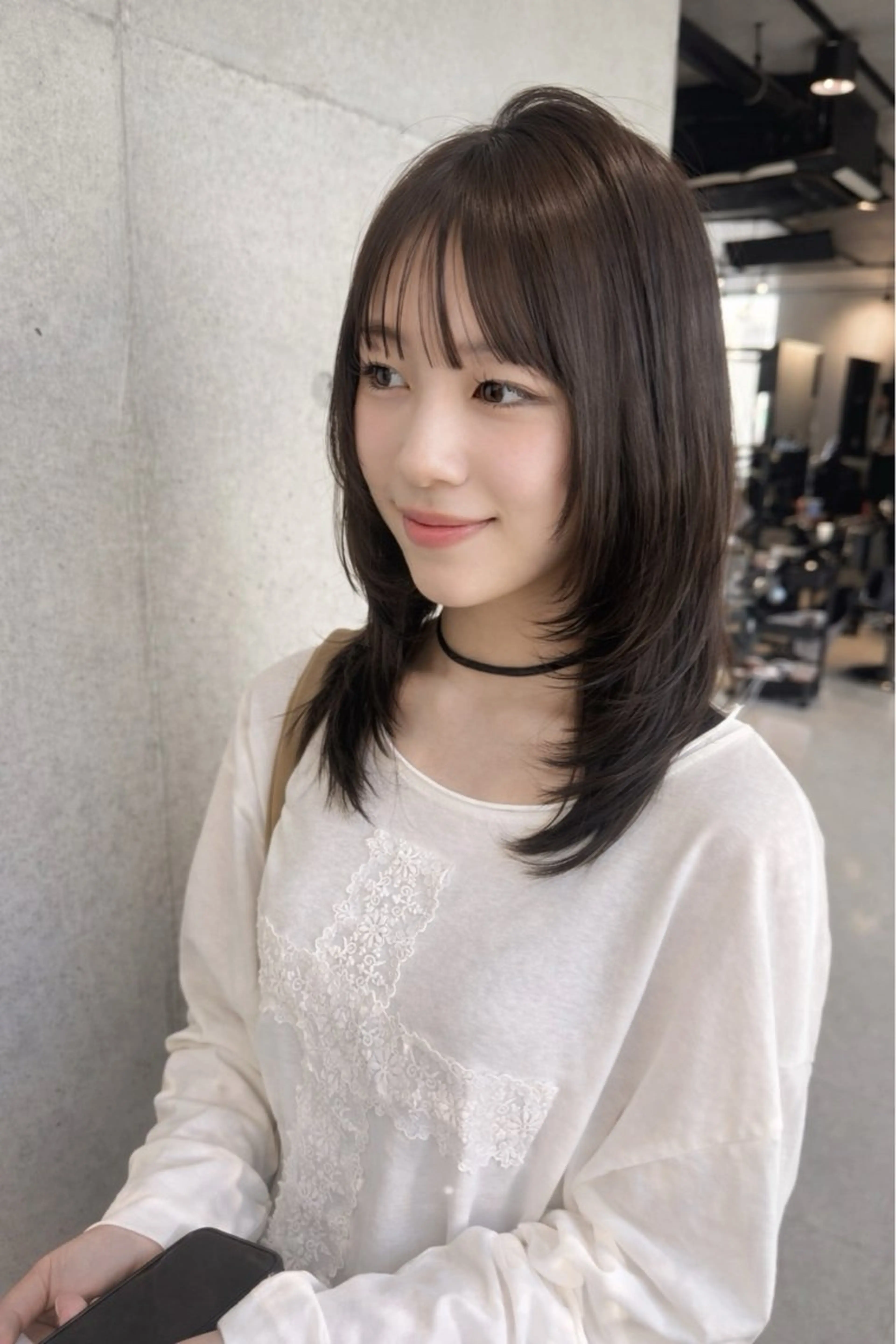 セミロング カラー パーマ ヘアアレンジ 縮毛矯正 透明感/オリーブ/ グレージュ/YUKAのヘアスタイル