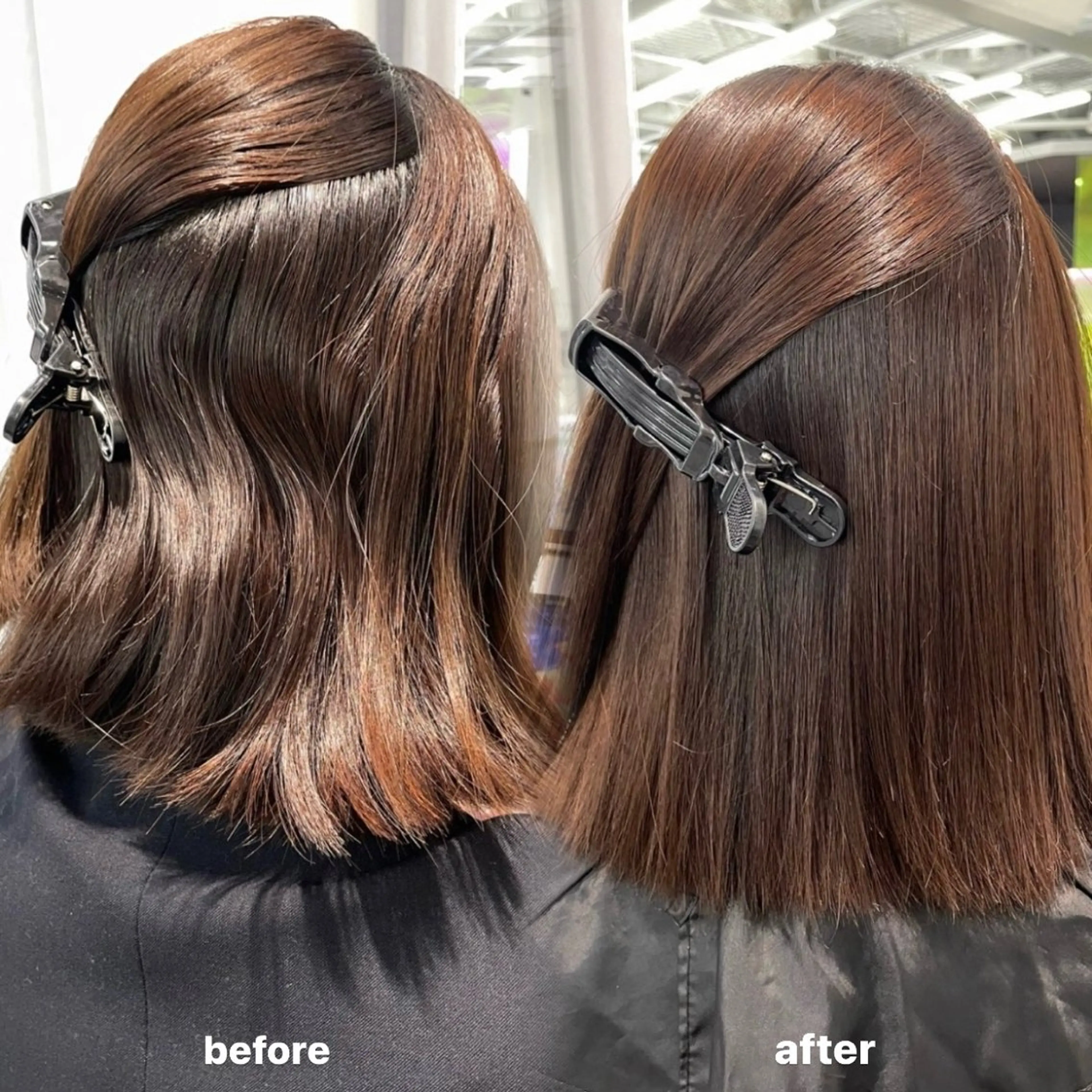 ミディアム パーマ ヘアカラー 縮毛矯正 ブリーチなしダブル カラー💞みどりのヘアスタイル