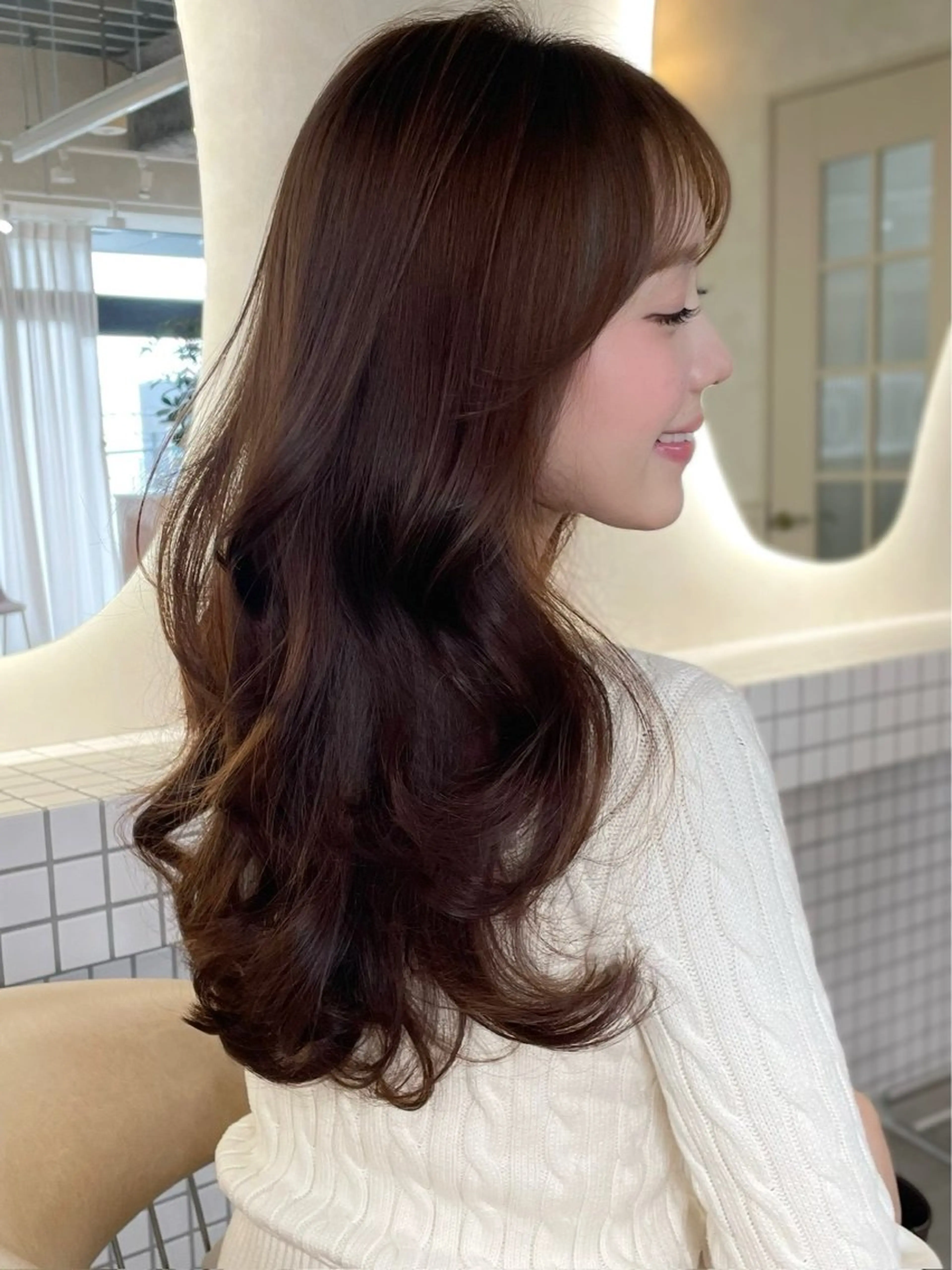 ロング カラー ブリーチ ブラウンカラー ショコラブラウン 透明感カラー ブリーチなしカラー ヘアカラー 透明感カラー🫧 AOのヘアスタイル