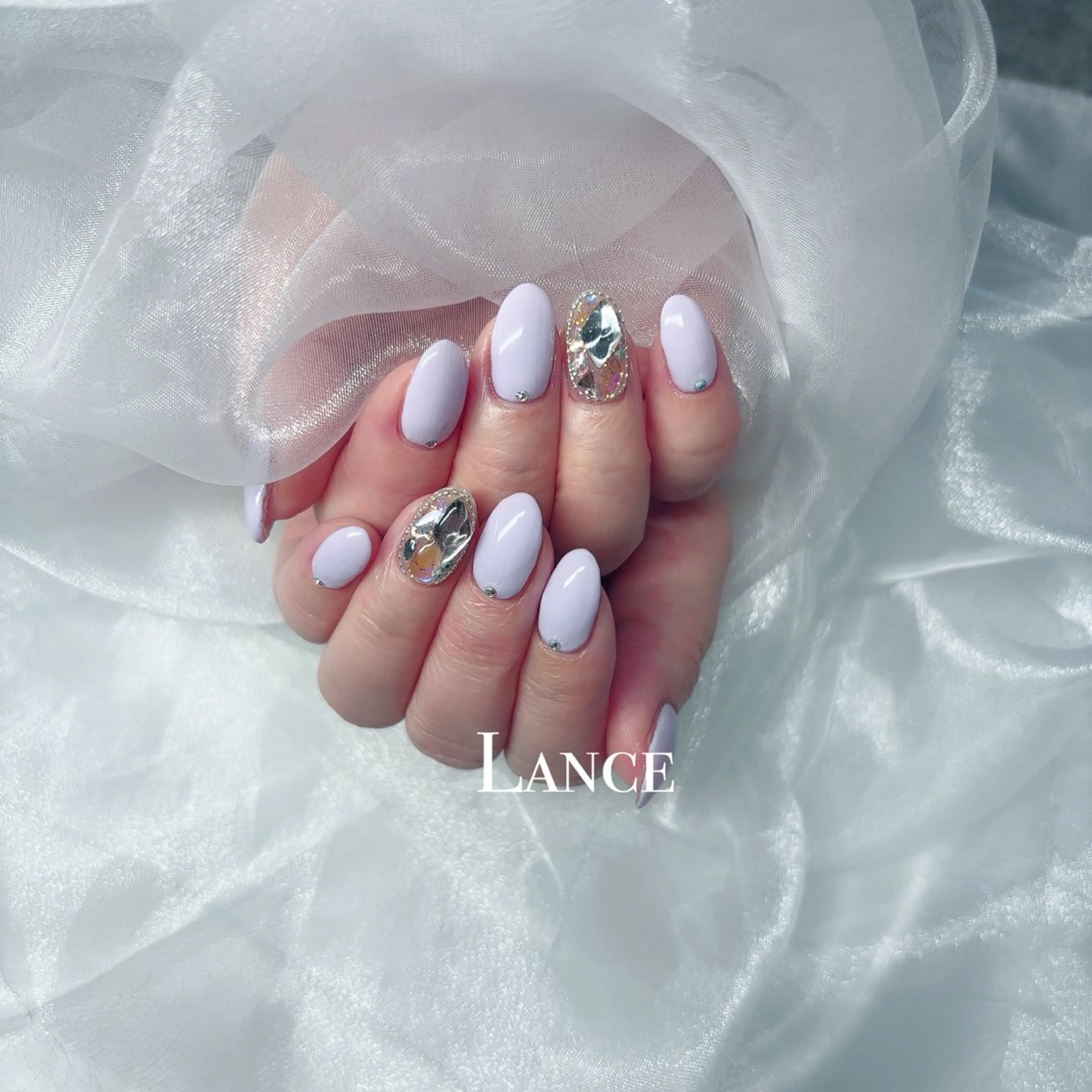 ネイル オーロラネイル キラキラネイル 韓国ネイル 春ネイル ワンホンネイル ハンドネイル Lance nailのネイルデザイン