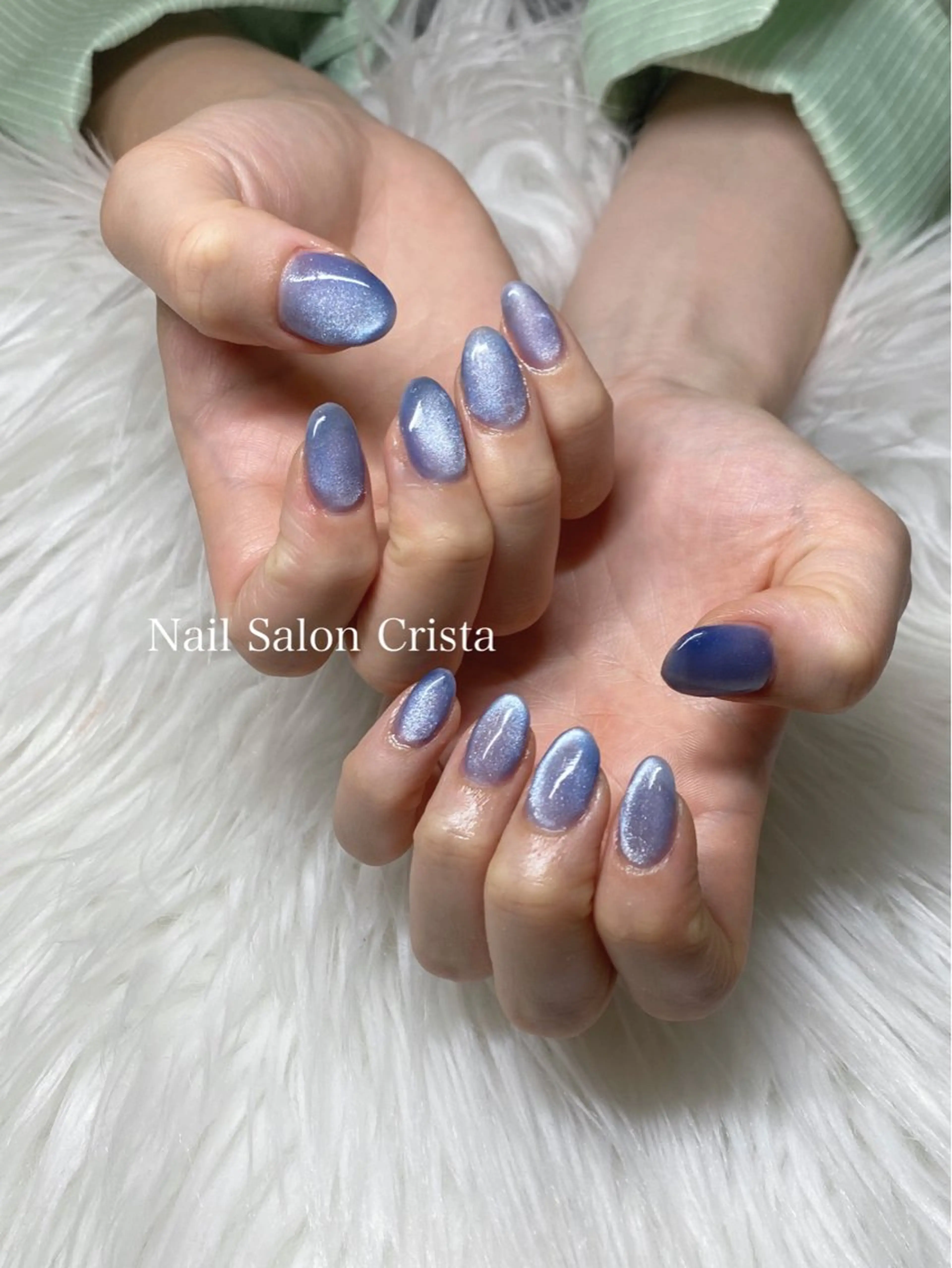 ネイル ブルー ジェルネイル マグネットネイル パラジェル ハンドネイル CRISTA所属・CRISTA MOMOのネイルデザイン