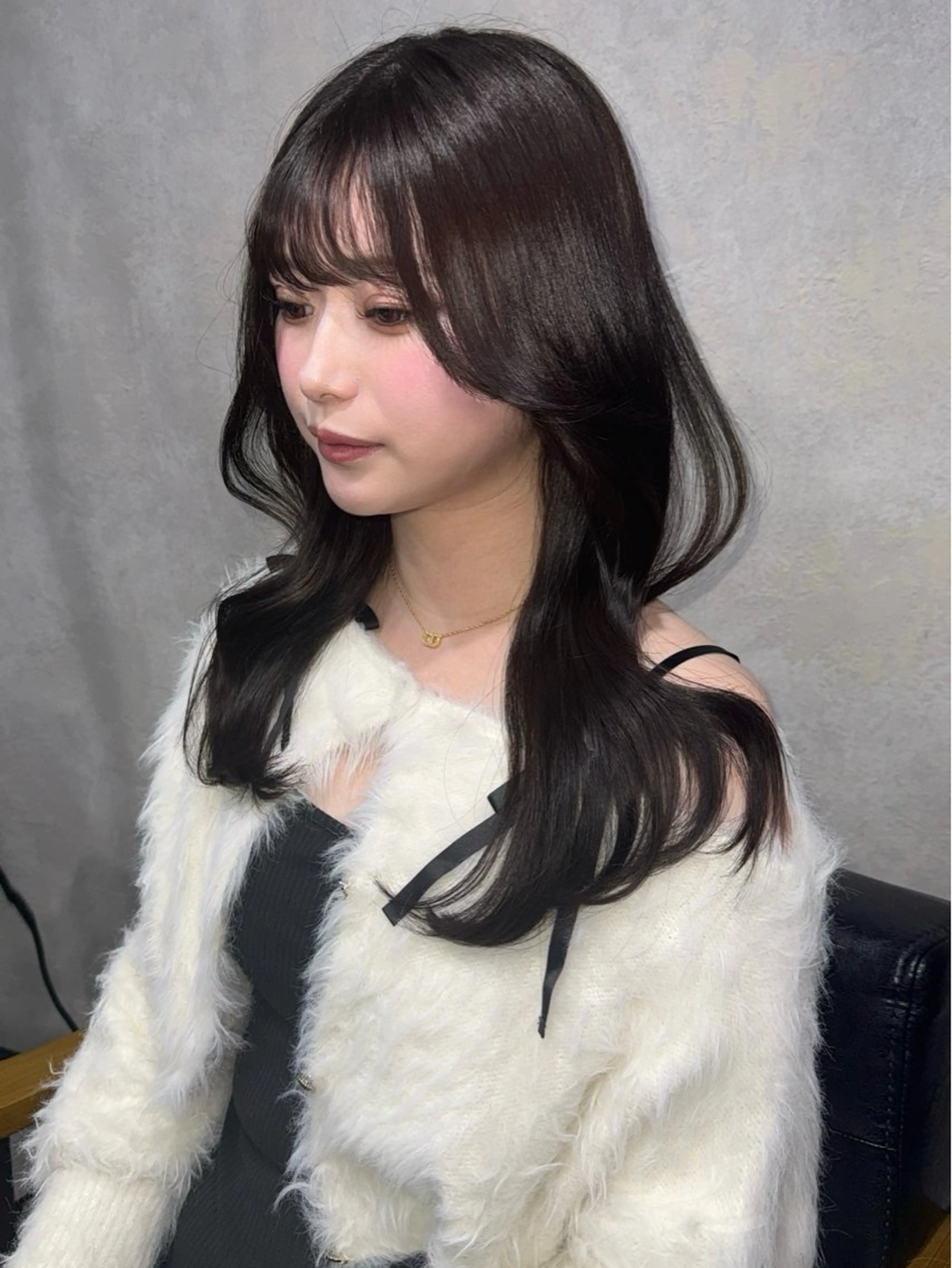 ロング カラー グレージュ ヘアカラー 韓国ヘア りんのヘアスタイル