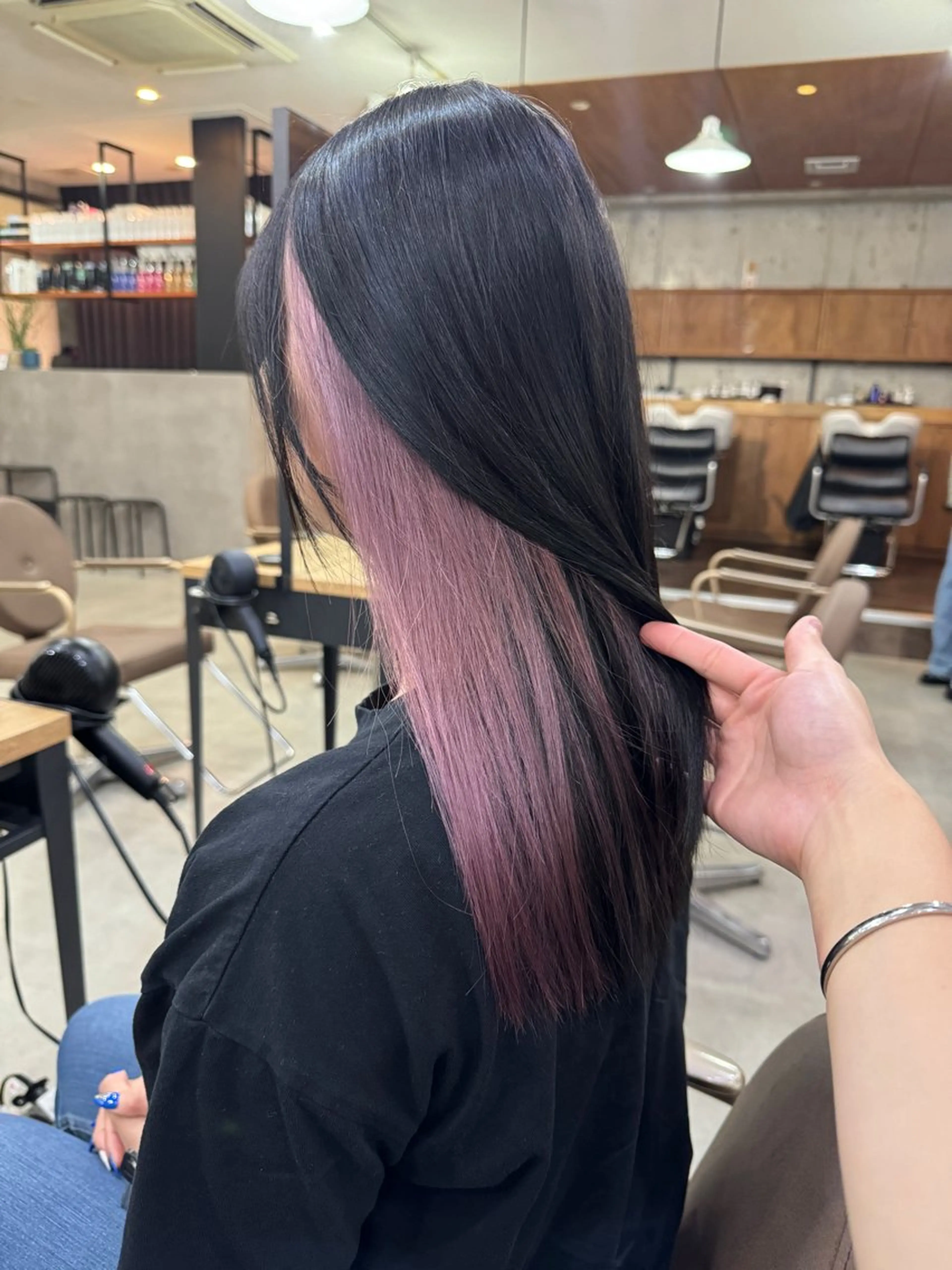 セミロング カラー ラベンダーカラー ピンクカラー ピンクラベンダー ヘアカラー 切りっぱなしボブ/ ブリーチカラー/大塚のヘアスタイル