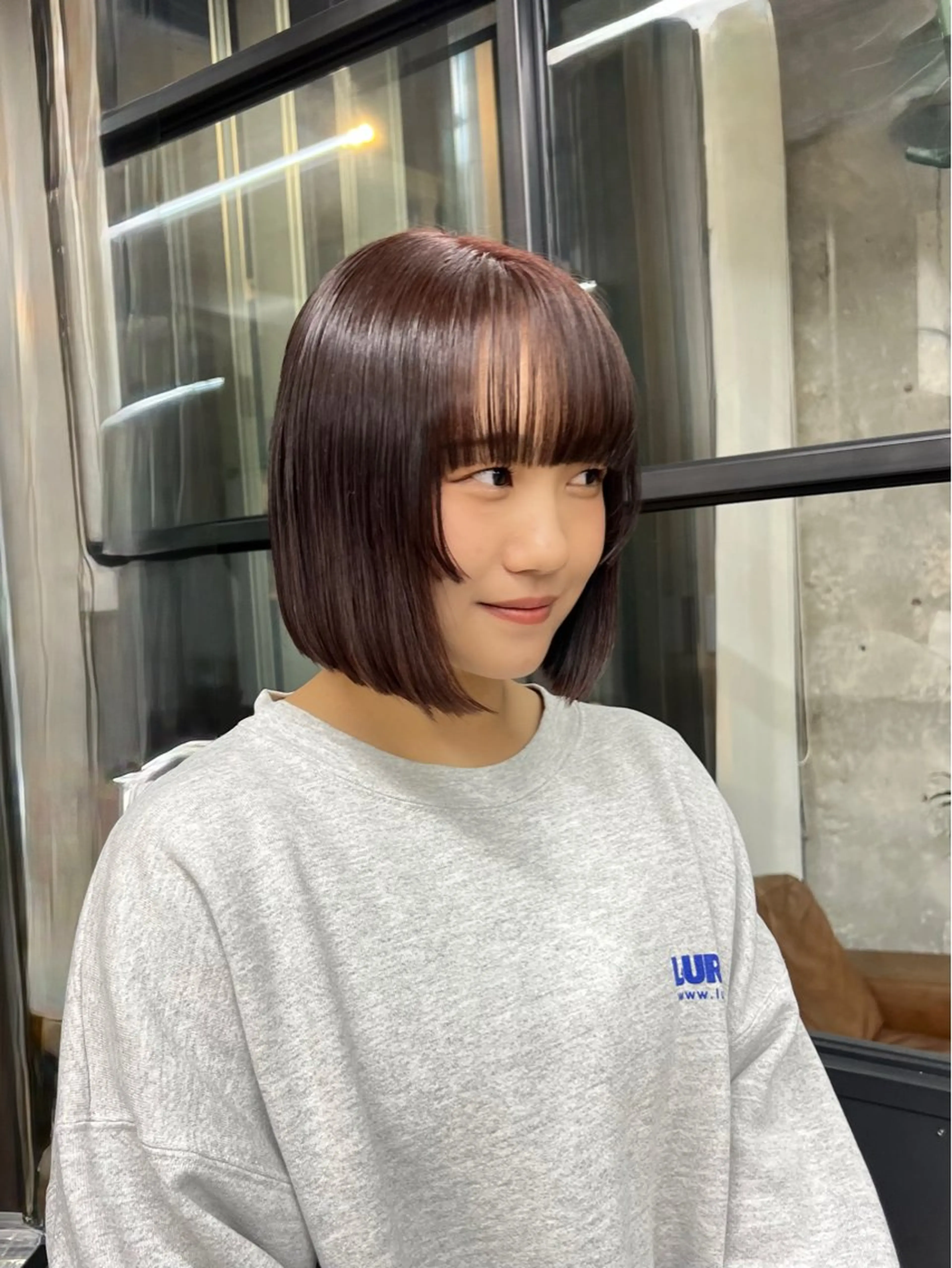 ミディアム カラー ボブ 顔周りカット カット トリートメント era所属・azumi/ボブ/暖 色/オリーブ/縮毛のヘアスタイル