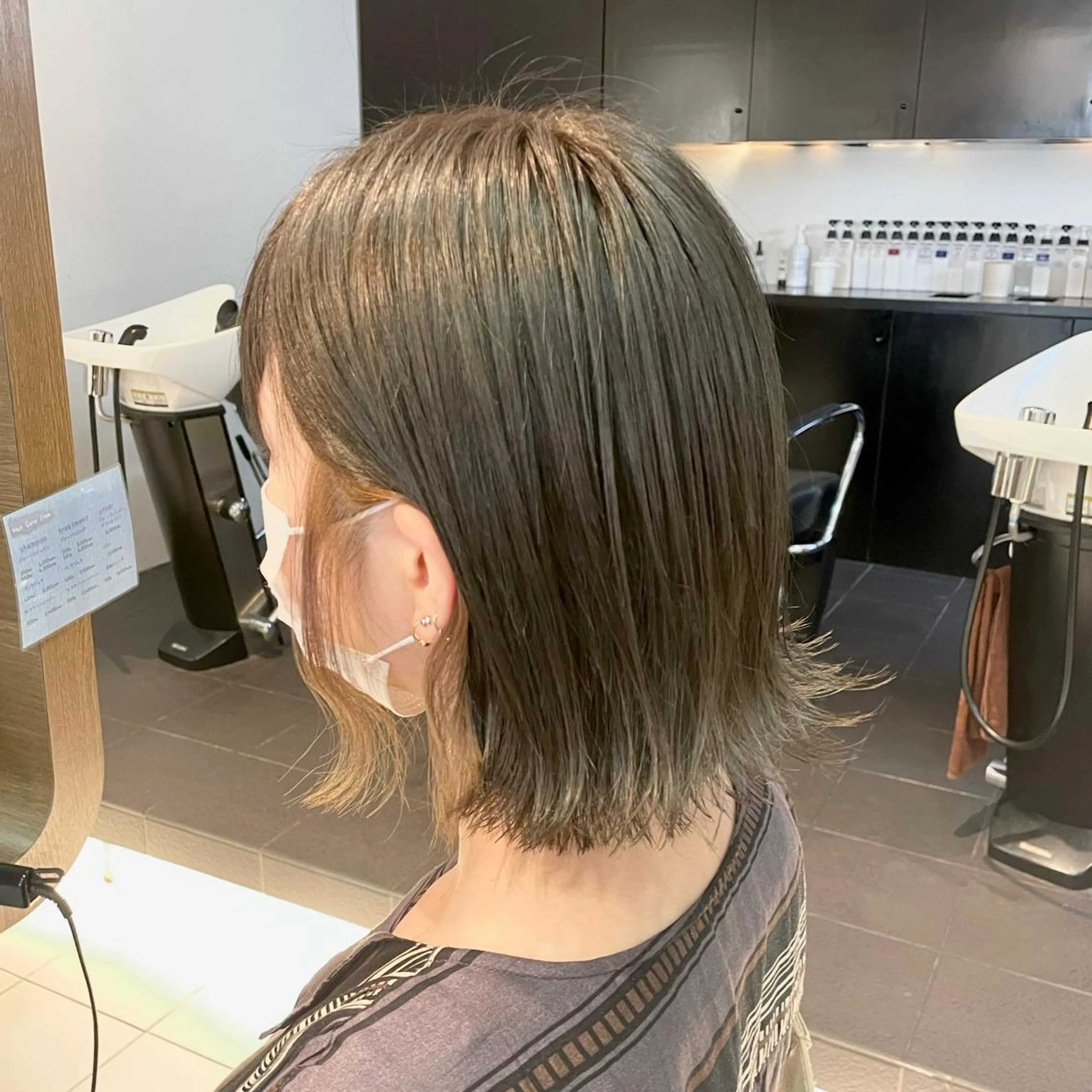 ミディアム カラー ベージュカラー グレージュ インナーカラー 透明感カラー/ 寺田千雅子のヘアスタイル