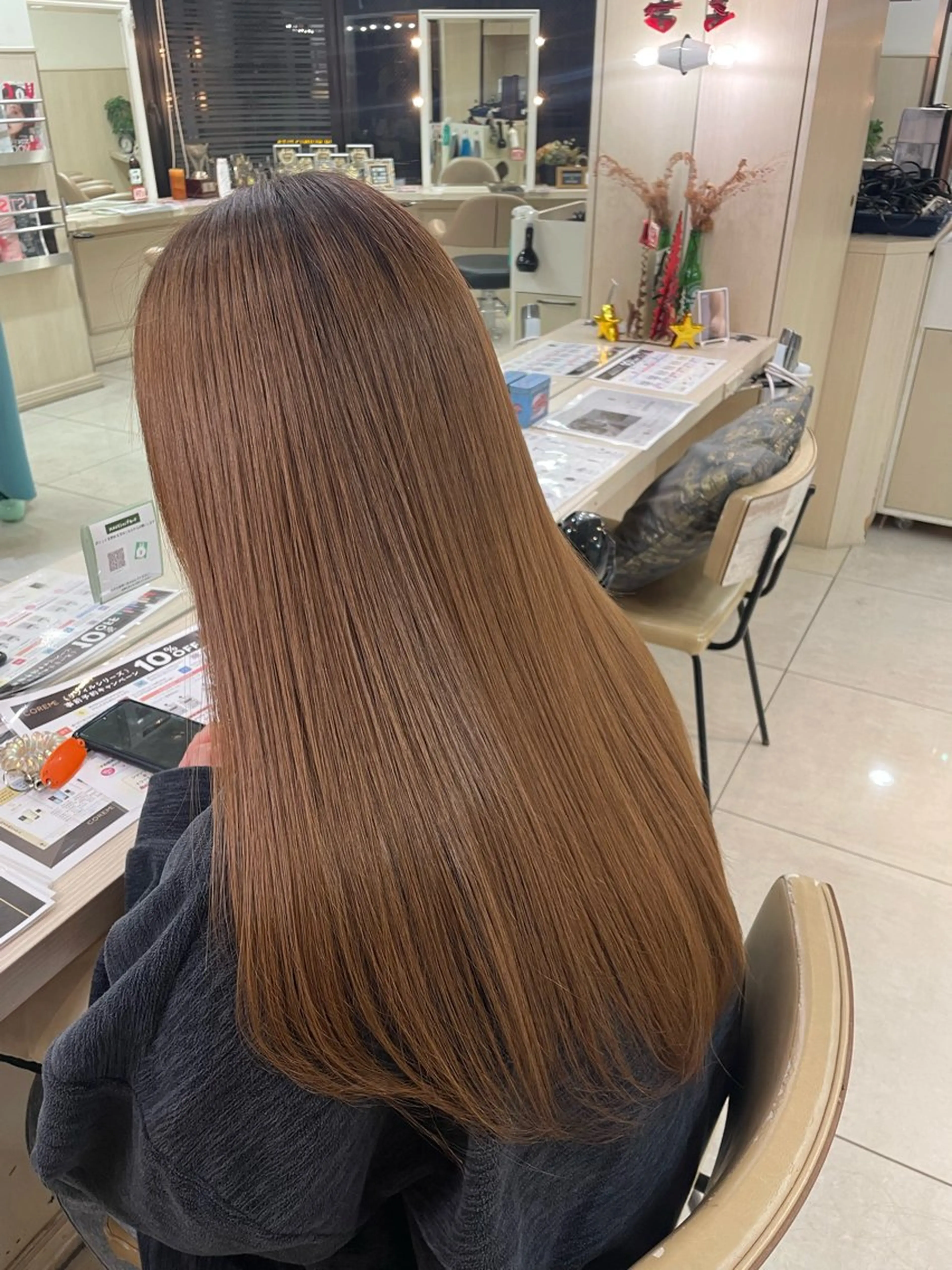 ロング トリートメント 横浜パーマ🌐ボブ✨ 暖色カラーもえかのヘアスタイル