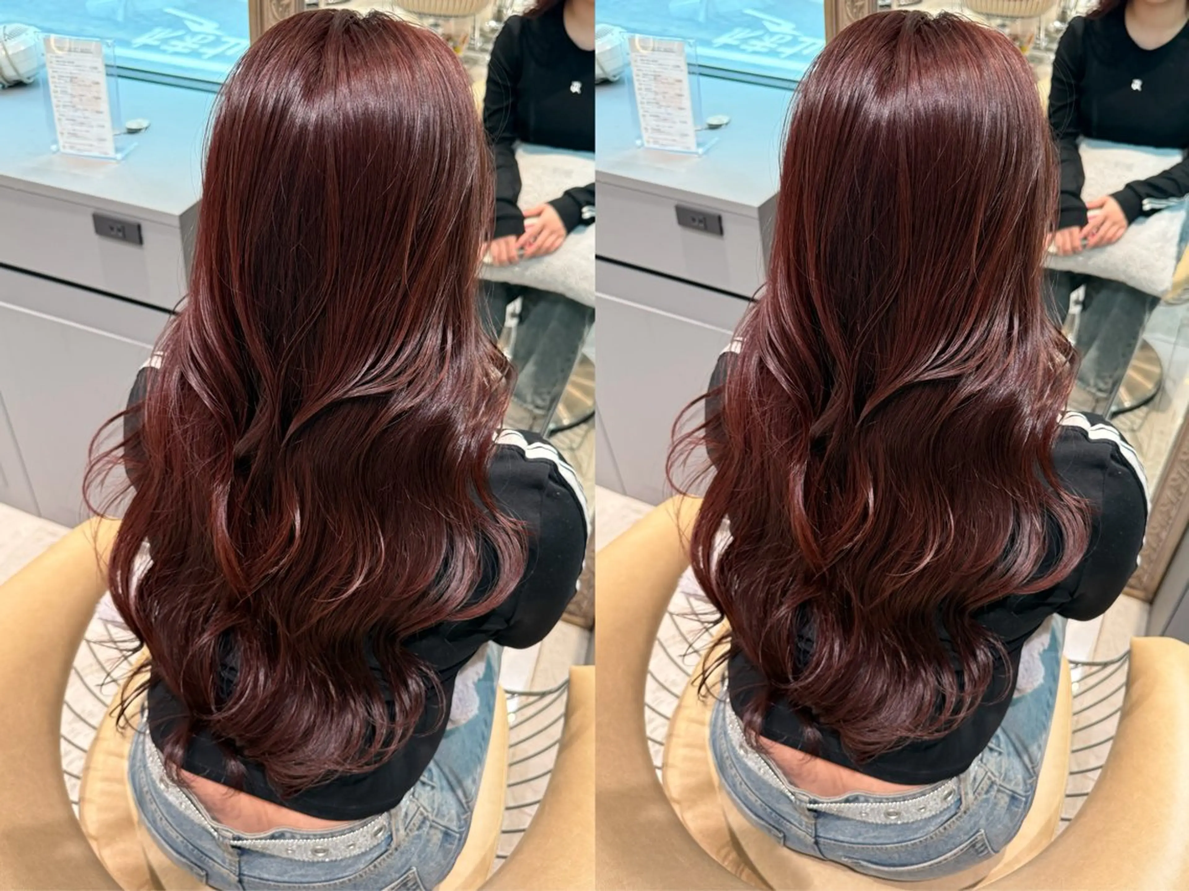 カラー ブリーチ ブリーチなしカラー ゆらんちょ/ブリーチ 無w/縮毛矯正/暖色のヘアスタイル