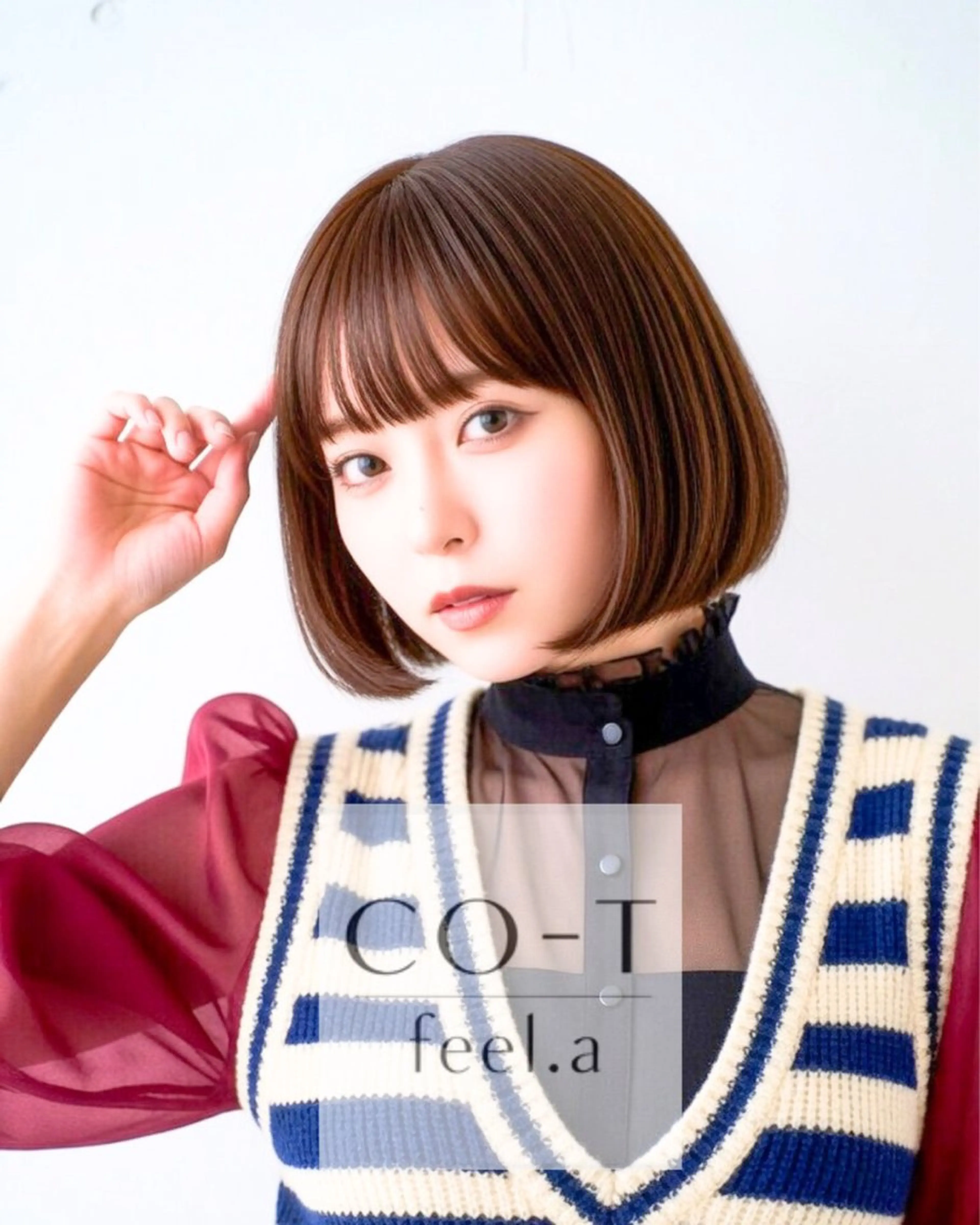 ミディアム ボブ カット ヘアカラー トリートメント 石沢 知康のヘアスタイル