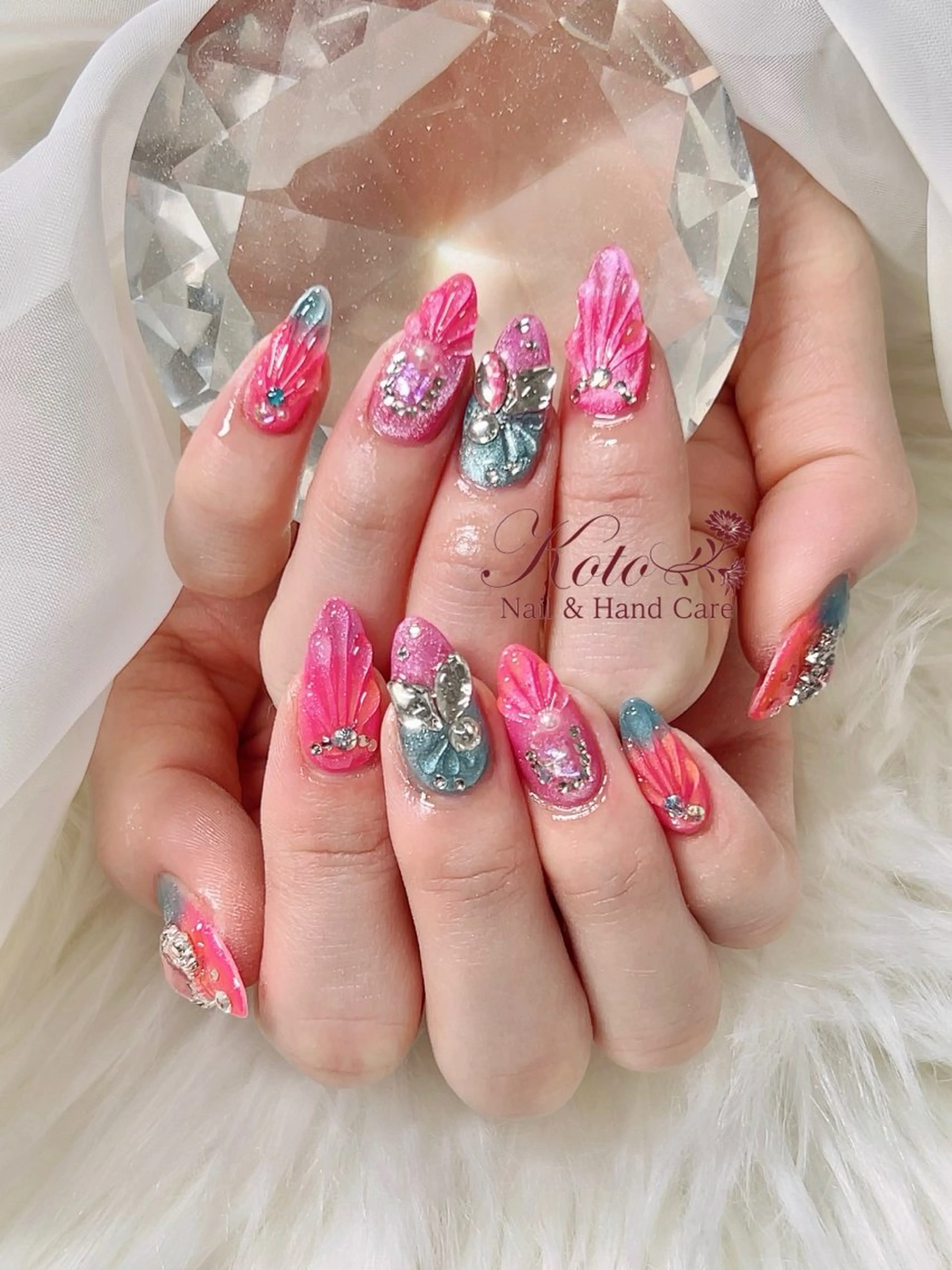 ネイル 長さ出し ジェルネイル 持ち込み ニュアンスネイル 赤色 ハンドネイル Nail Salon KOTOのネイルデザイン