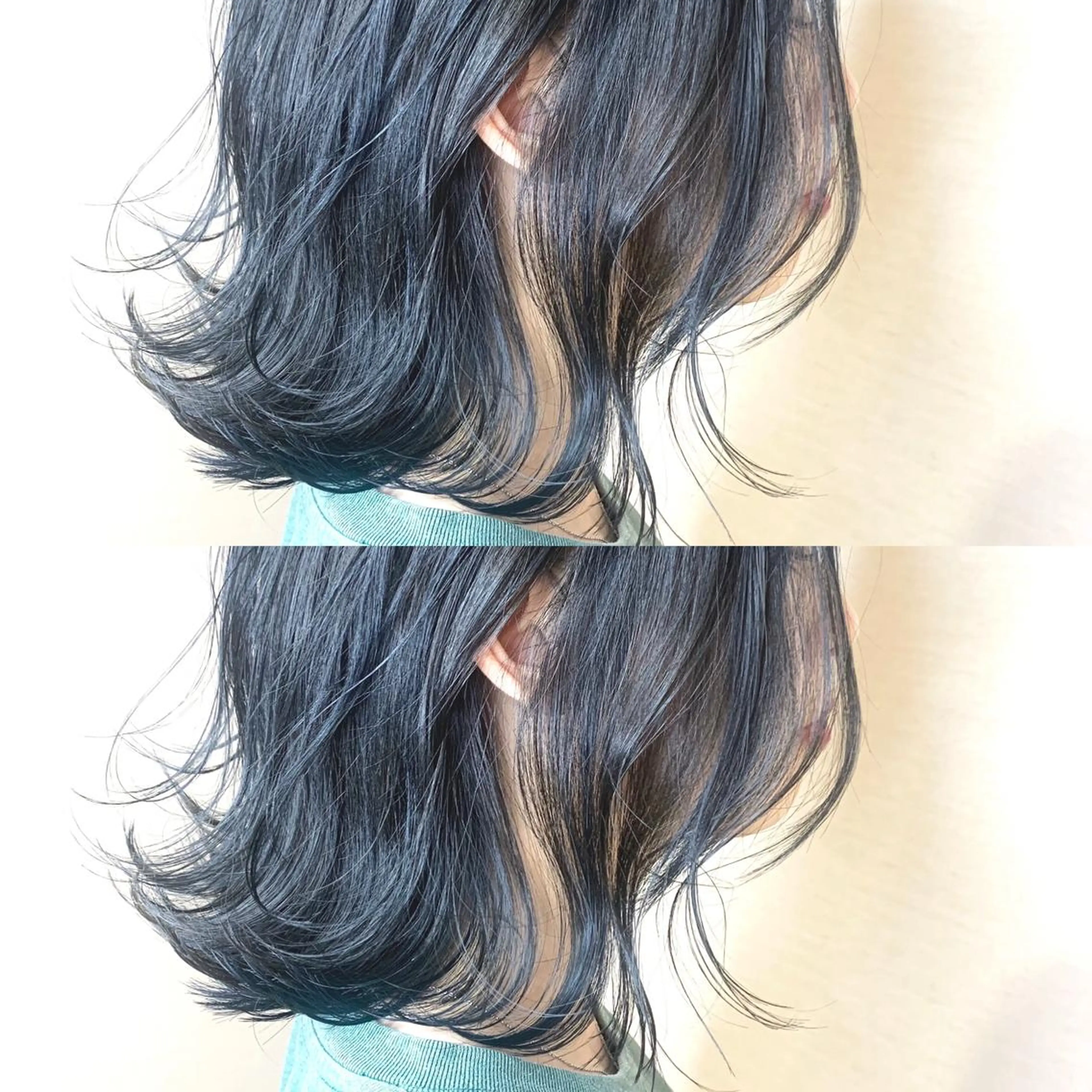 セミロング カラー 韓国レイヤーカット/ ダブルカラーのヘアスタイル