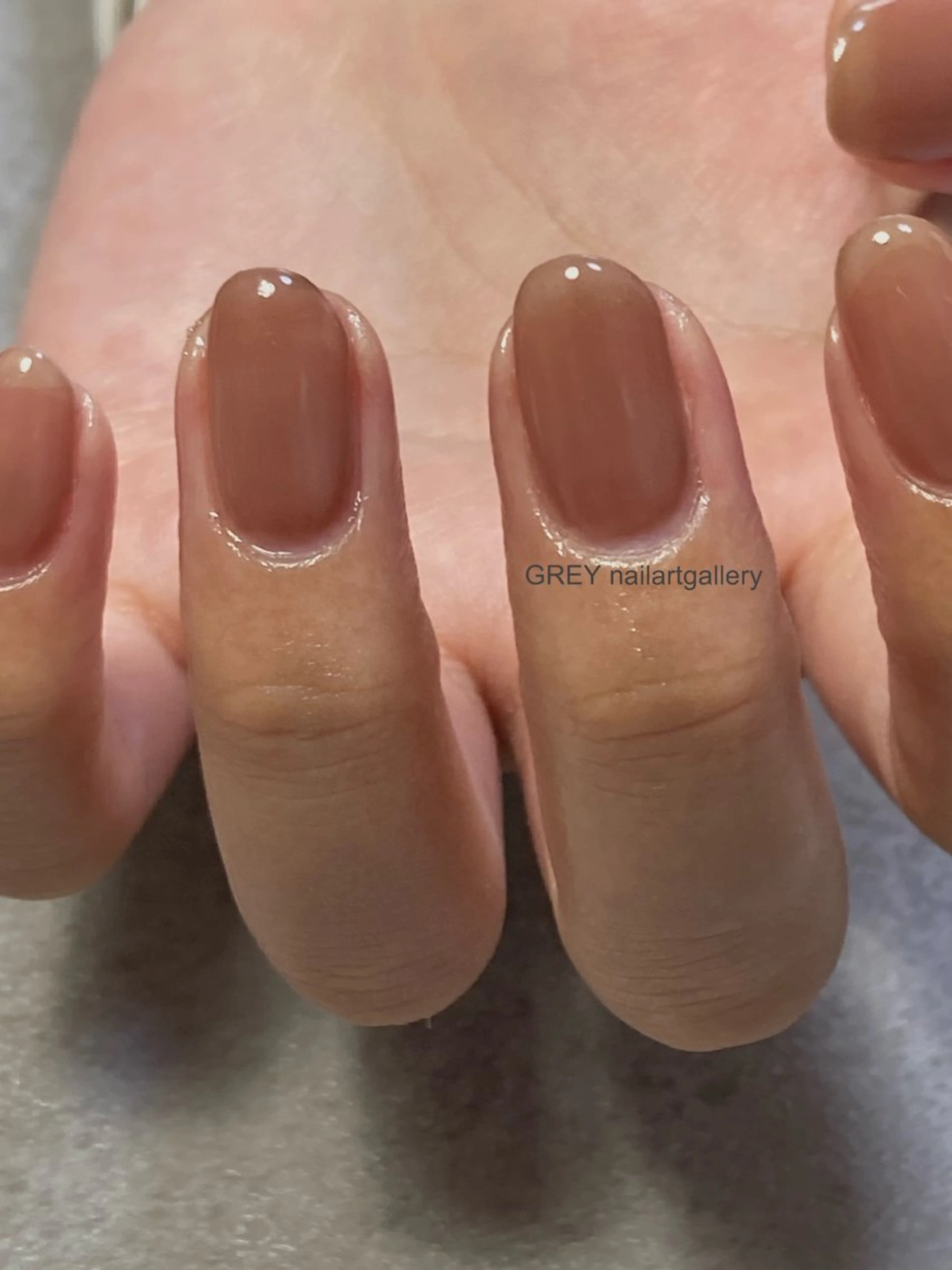 ネイル ブラウン クリアネイル ワンカラーネイル 【GREY】 TAIRAのネイルデザイン